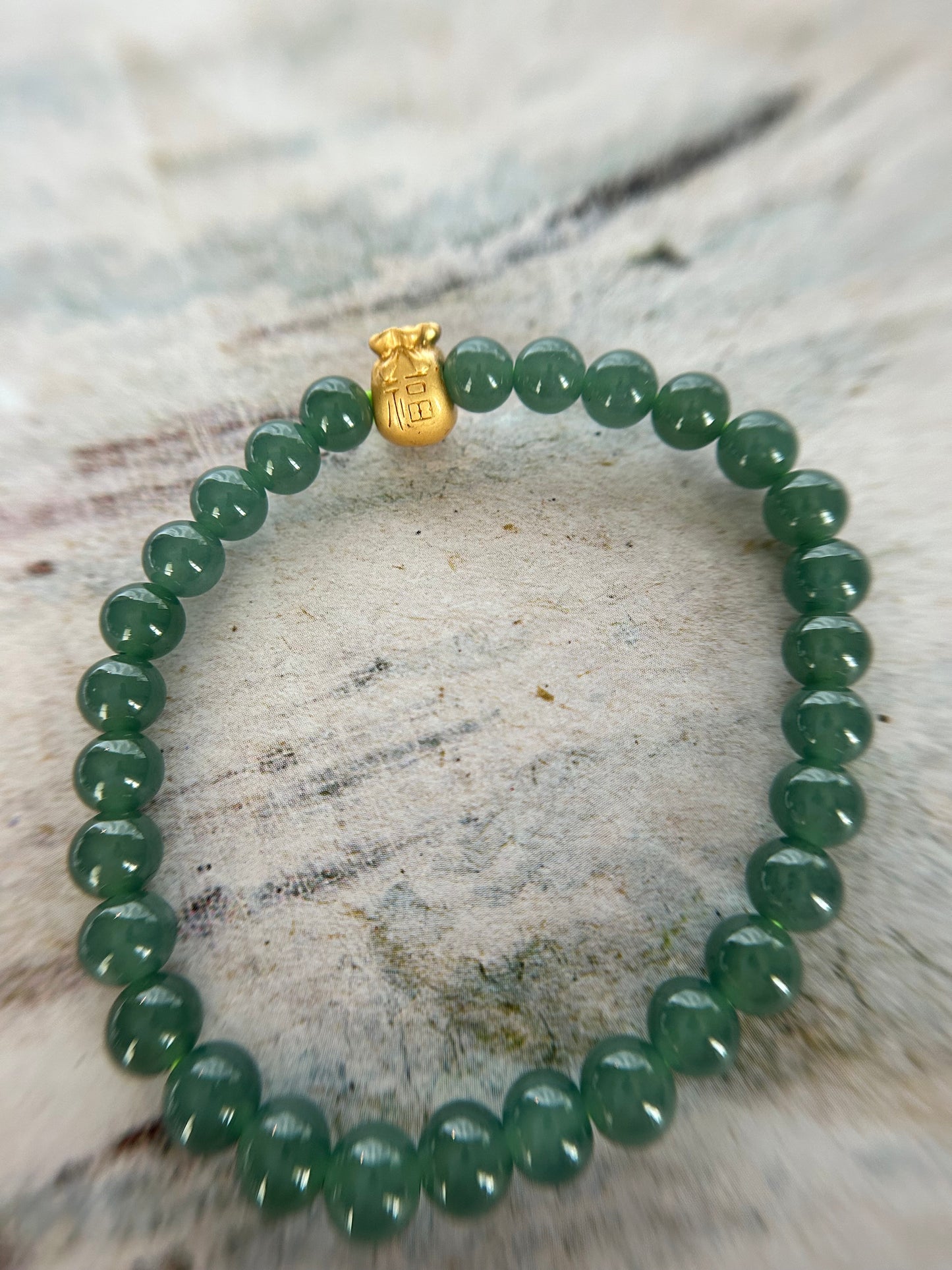 Grade A Natural Dark Green Burma Jadeite Beads Bracelet