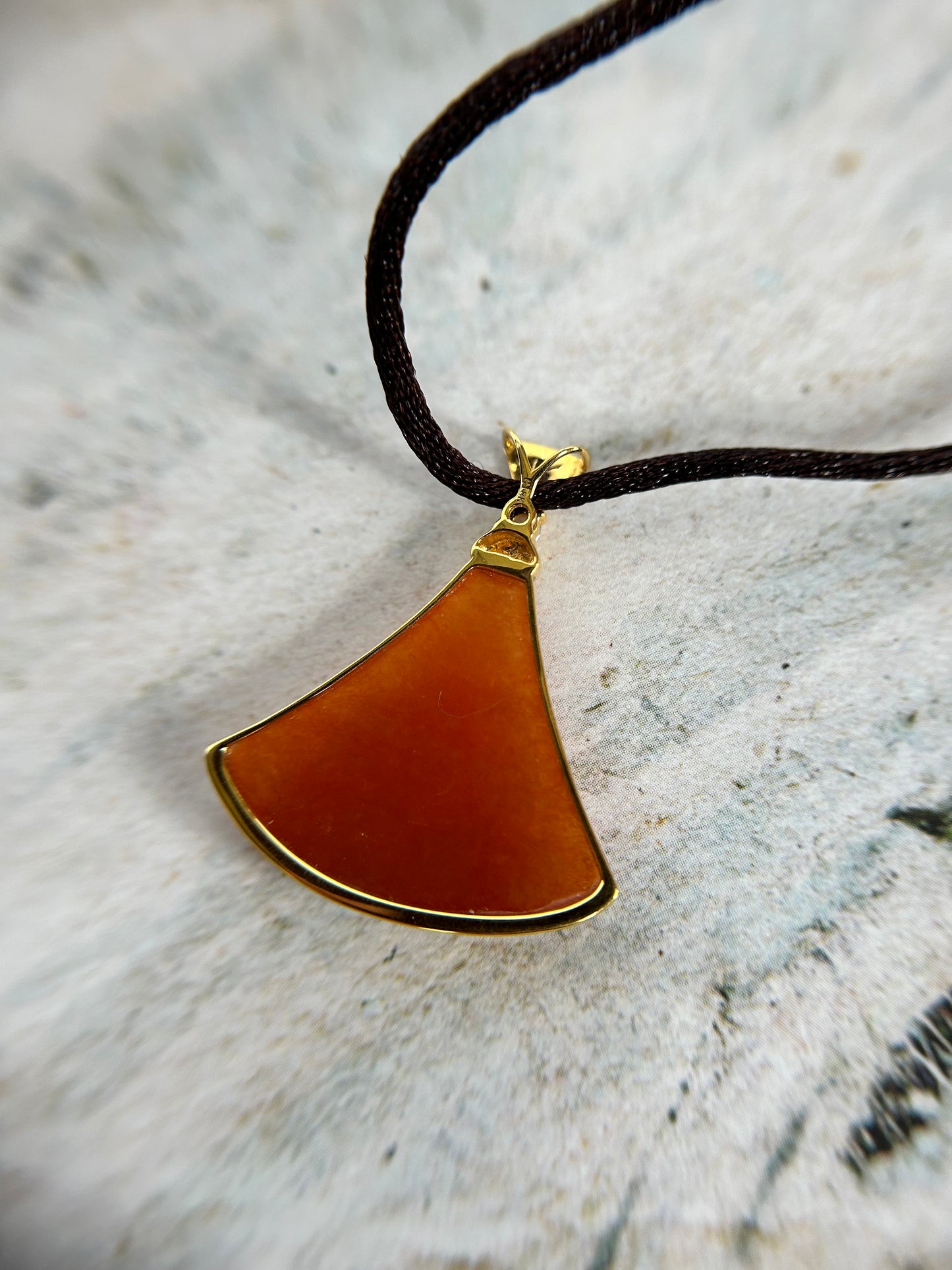 Grade A Natural Burma Icy orange Jadeite pendant with 18K Yellow Gold with diamond bail Pendant