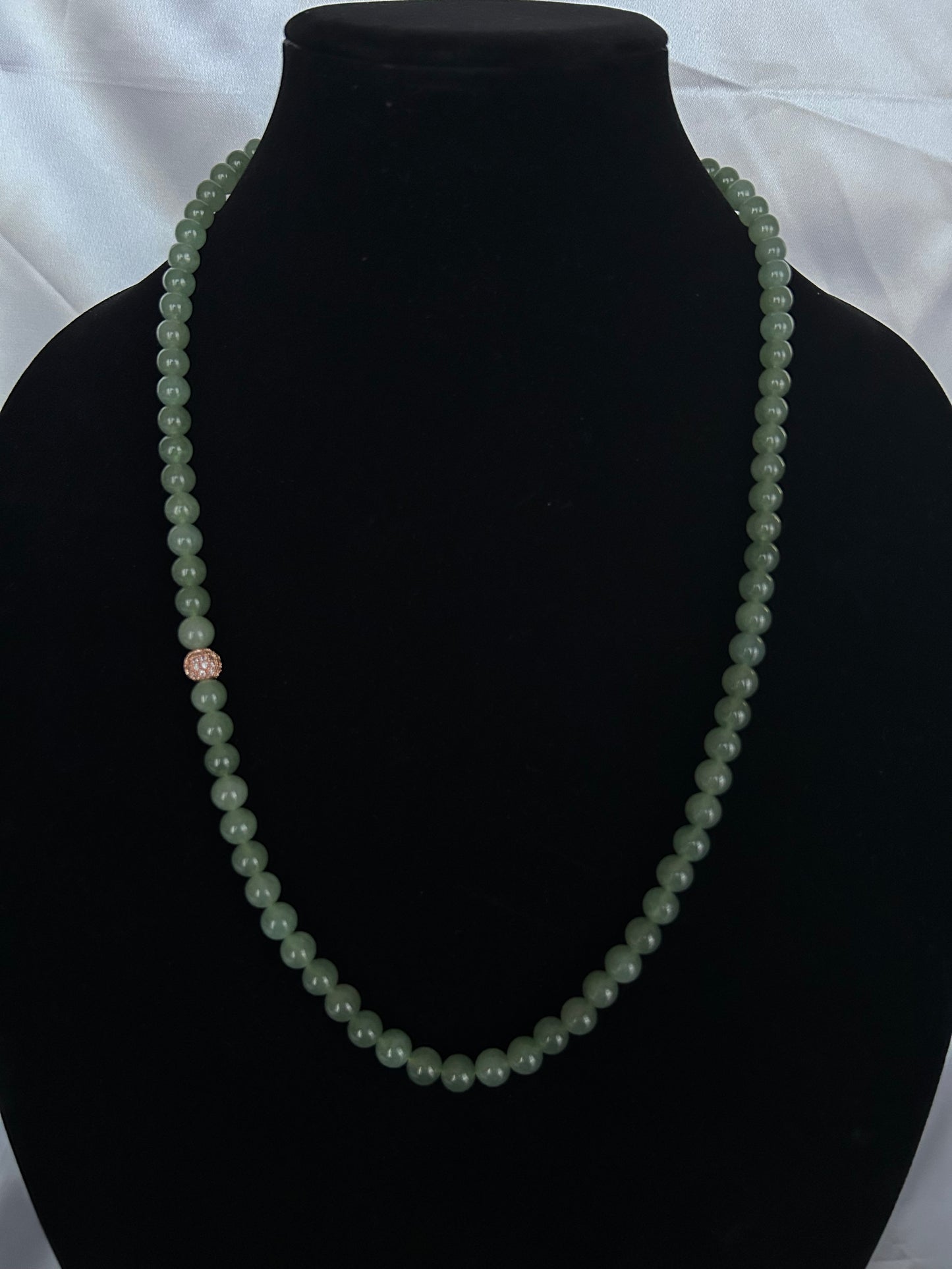 Grade A Natural 8MM Burma Icy green Jadeite beads necklace
