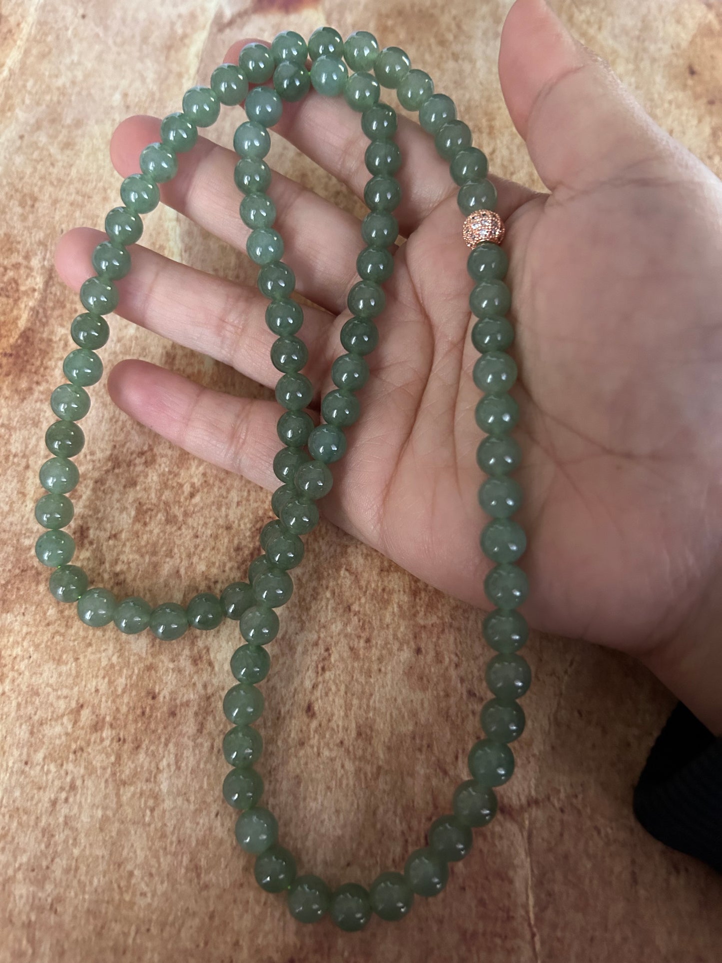 Grade A Natural 8MM Burma Icy green Jadeite beads necklace