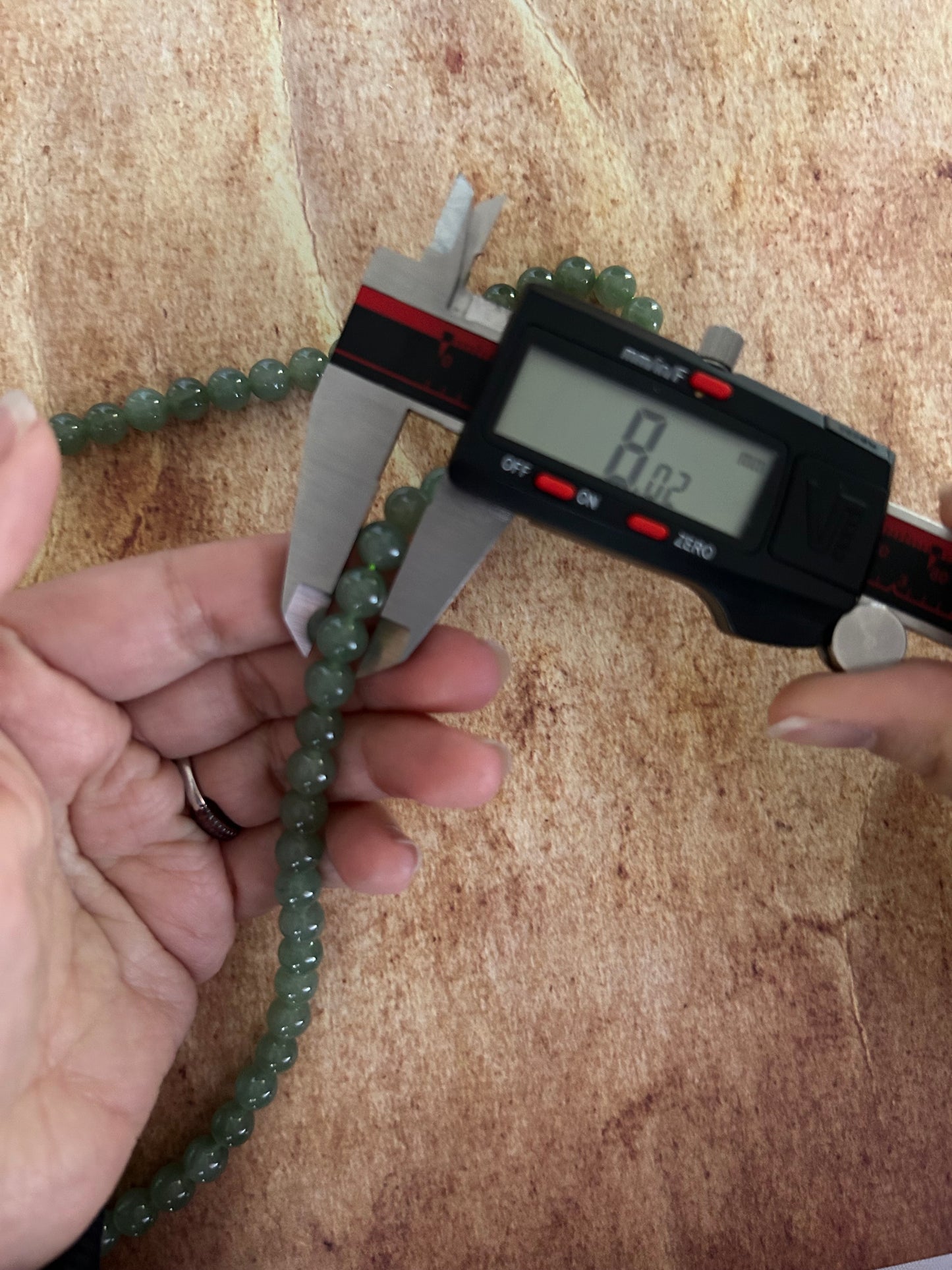 Grade A Natural 8MM Burma Icy green Jadeite beads necklace