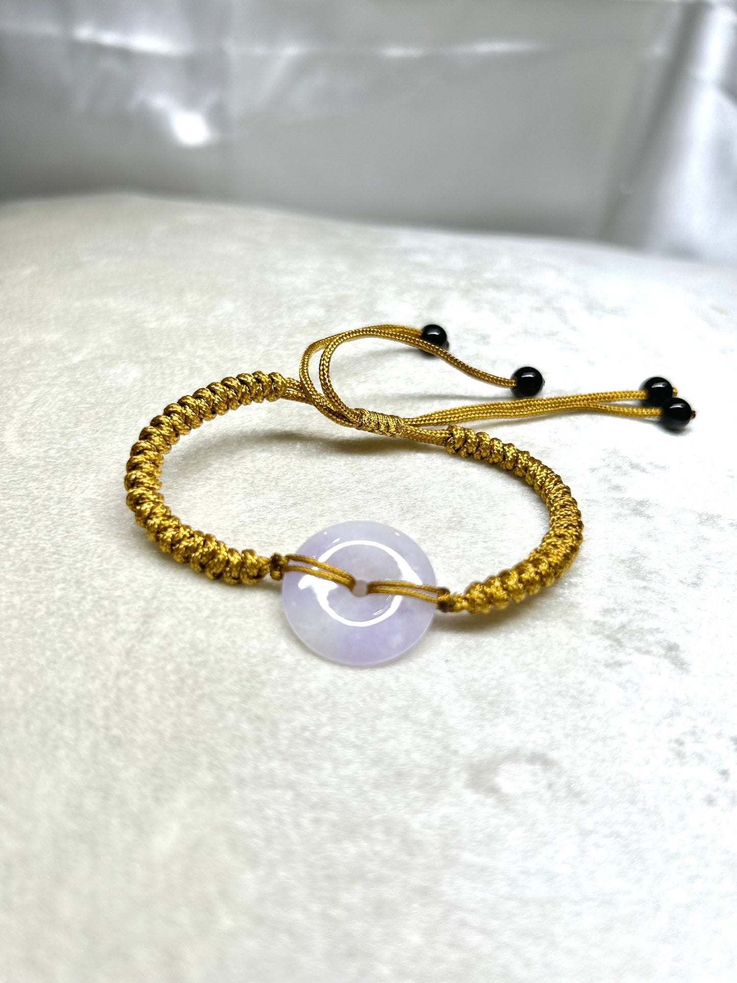 Grade A Natural Burma Icy Lavender jadeite donut (penh an kou) bracelet