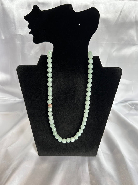 Grade A Natural Medium size Burma Icy Jadeite beads necklace