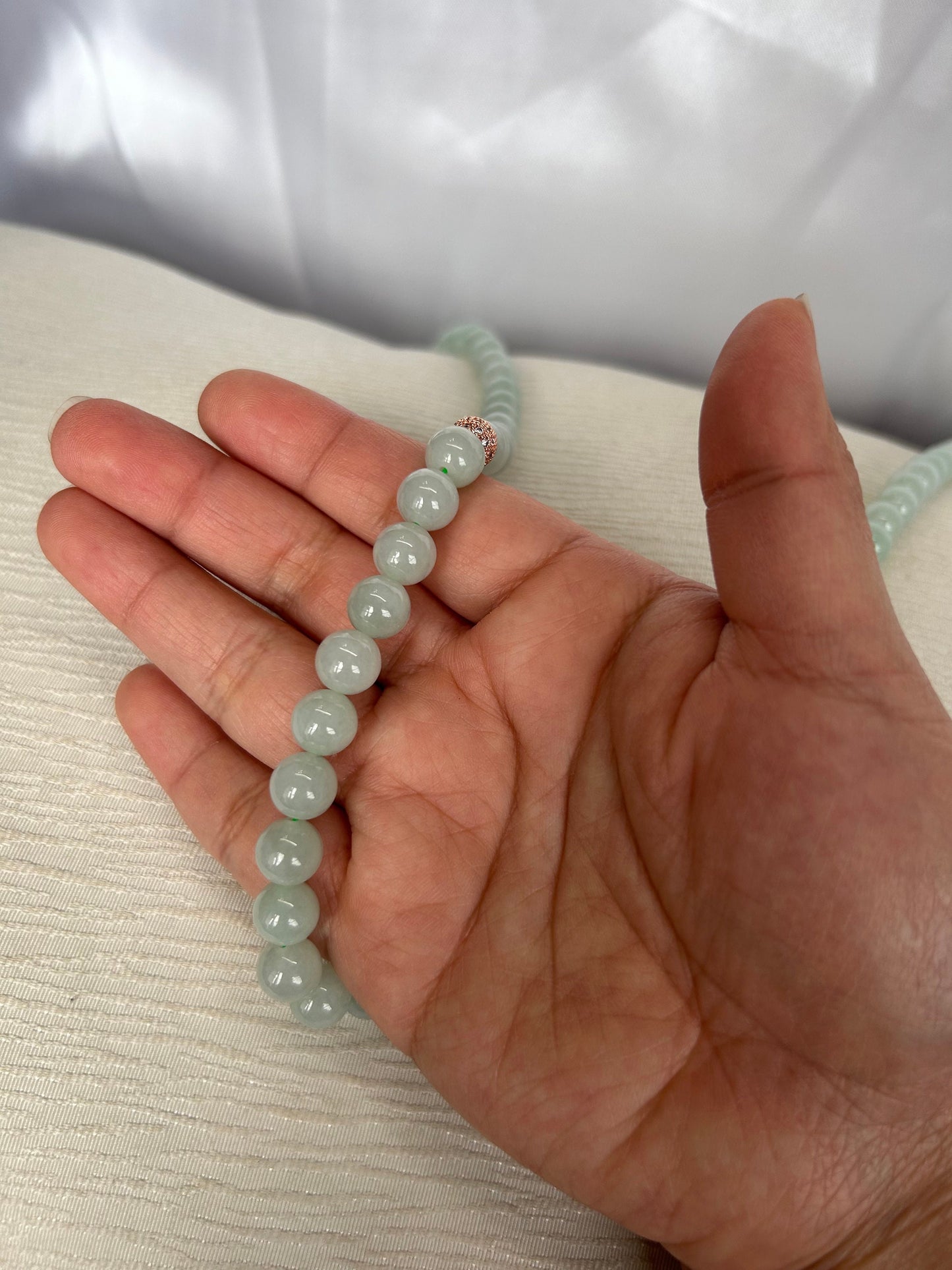 Grade A Natural Medium size Burma Icy Jadeite beads necklace