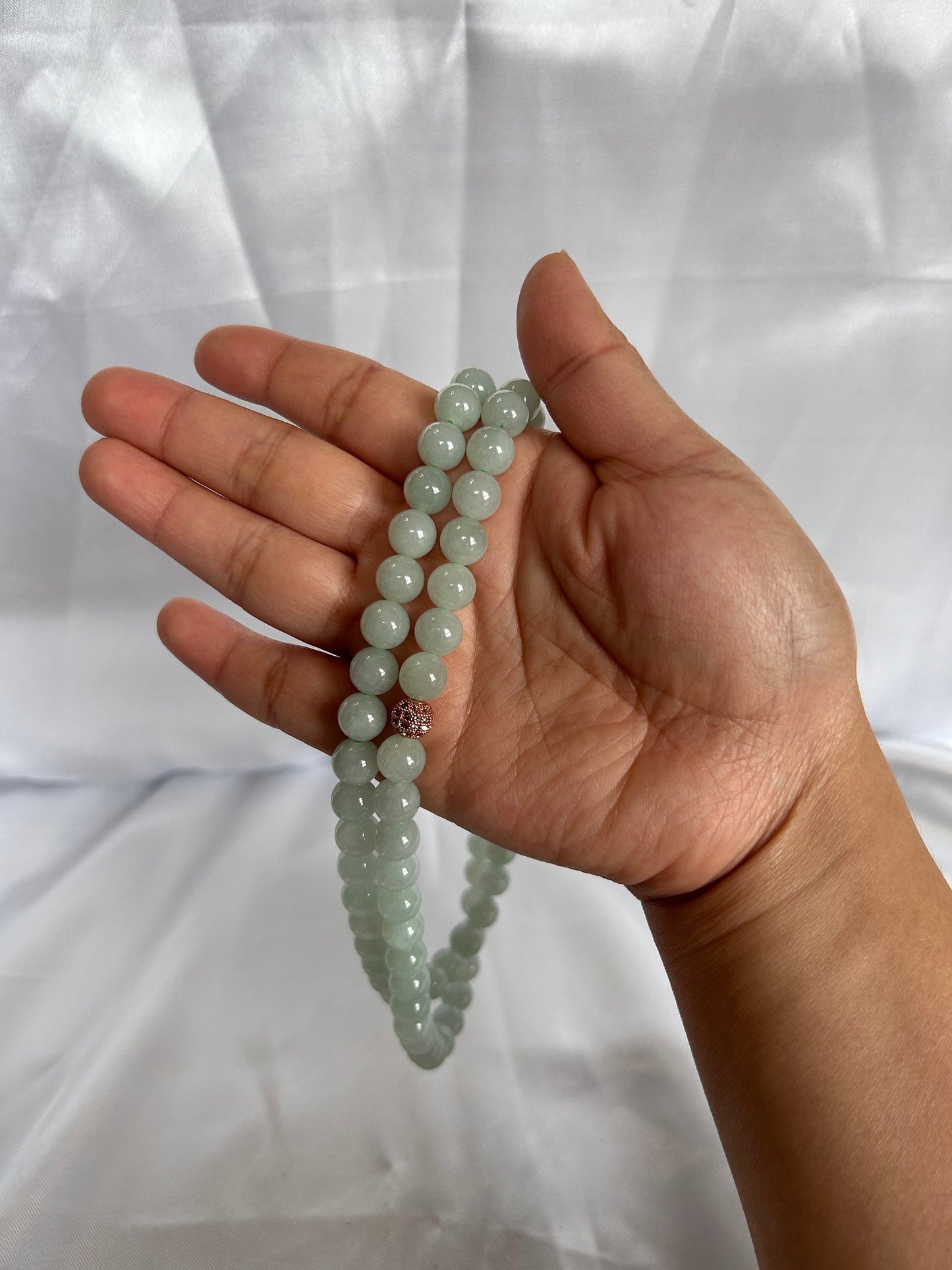 Grade A Natural Medium size Burma Icy Jadeite beads necklace