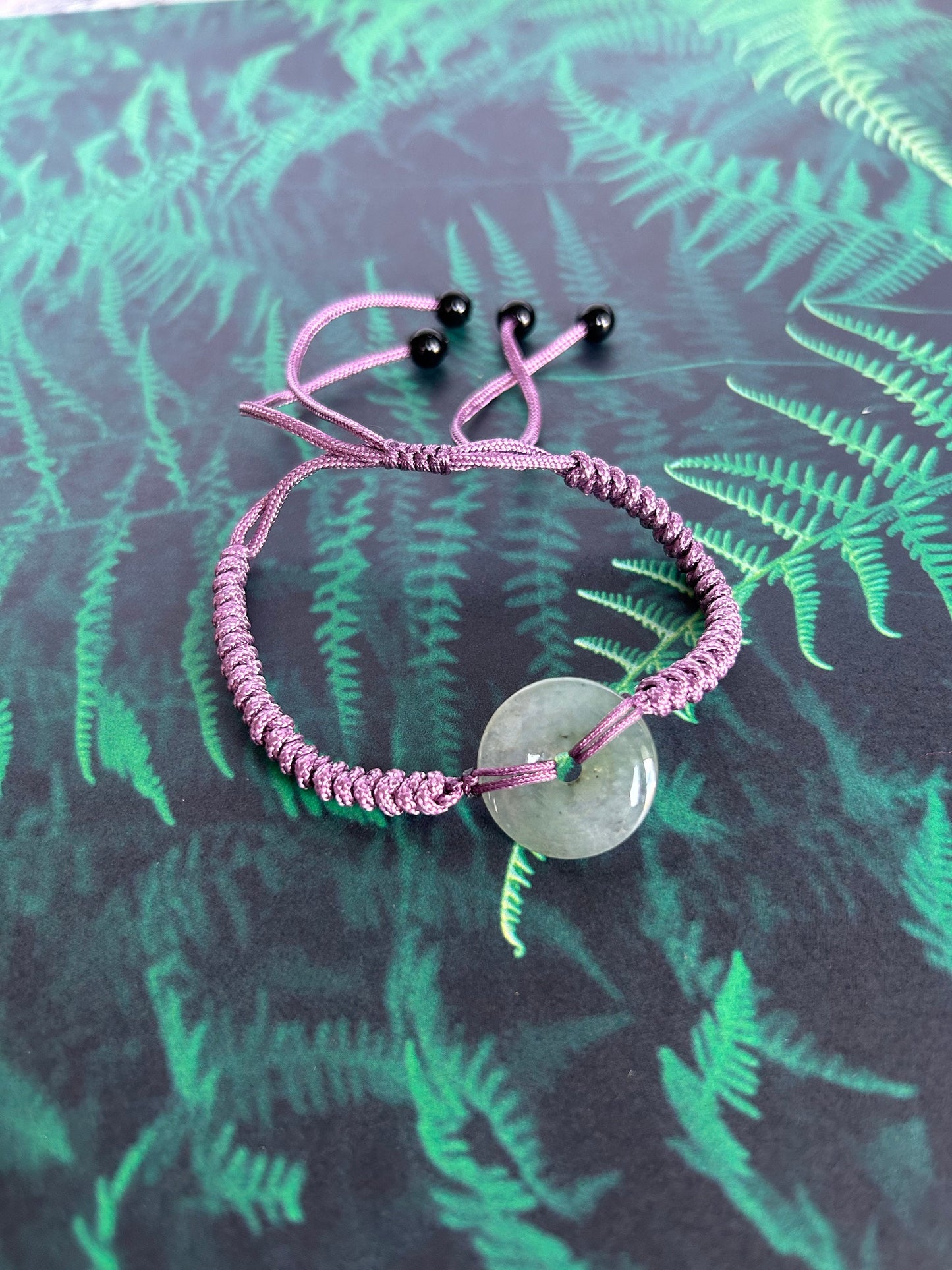 Grade A Natural Icy Green Burma Jadeite dark lavender Adjustable Bracelet