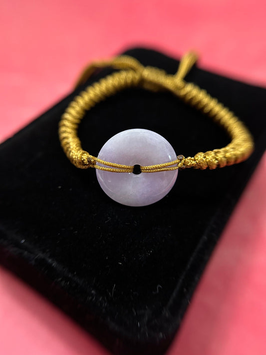 Grade A Natural Burma Icy Lavender jadeite donut (penh an kou) bracelet