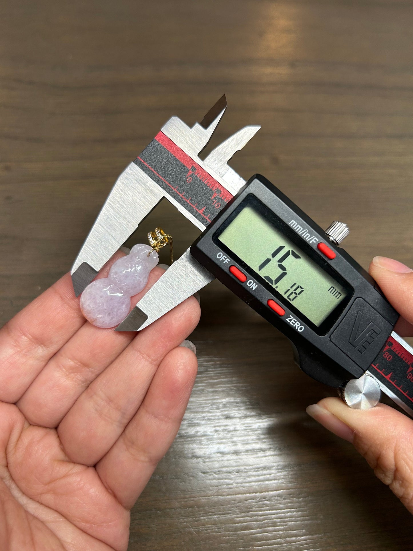 Grade A Natural Burma Icy Pinkish Lavender Jadeite Wu Lu pendant with  gold plated sterling silver bail