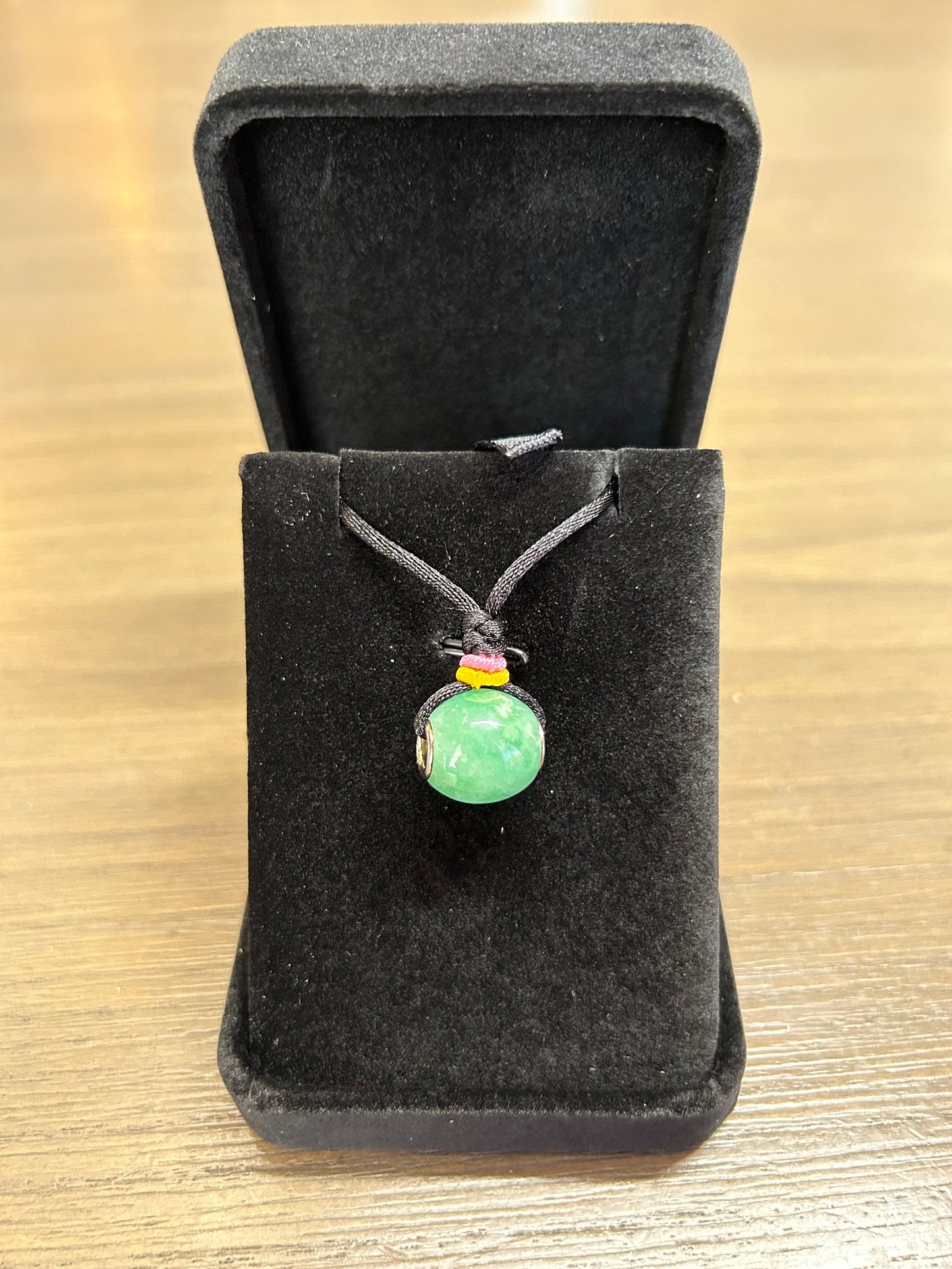 Grade A Natural Lu Lu Tong- Barrel green jadeite with Sterling Silver beads end caps  adjustable necklace (choker)