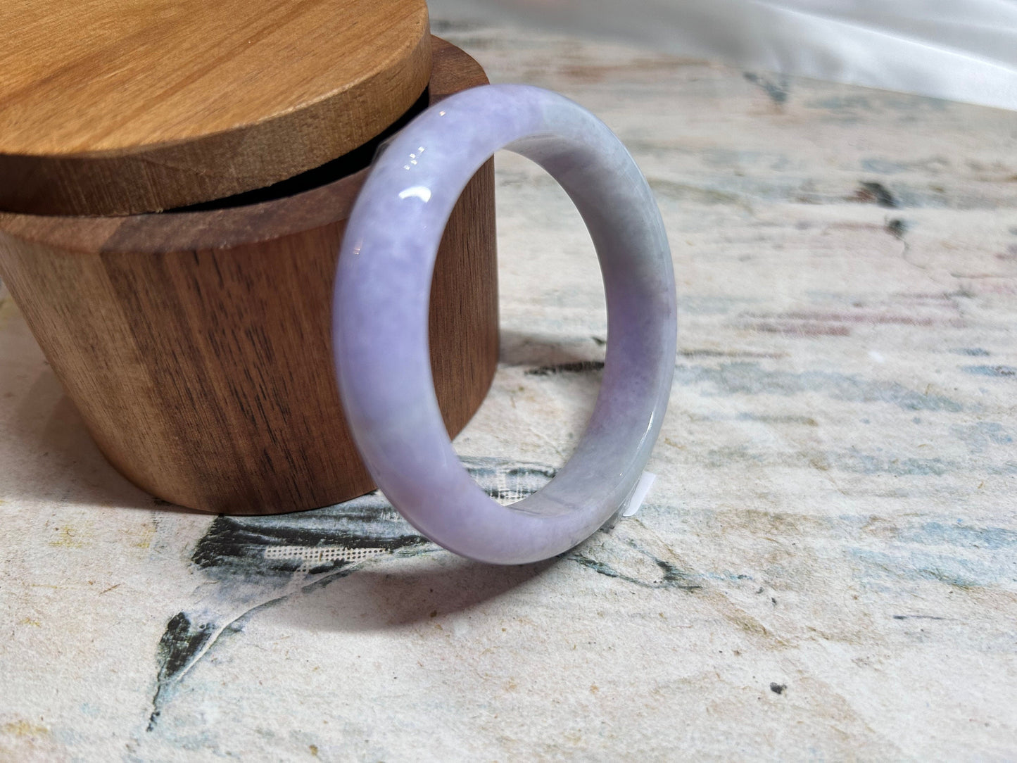 Grade A Natural Lavender and Green Myanmar Jadeite Bangle
