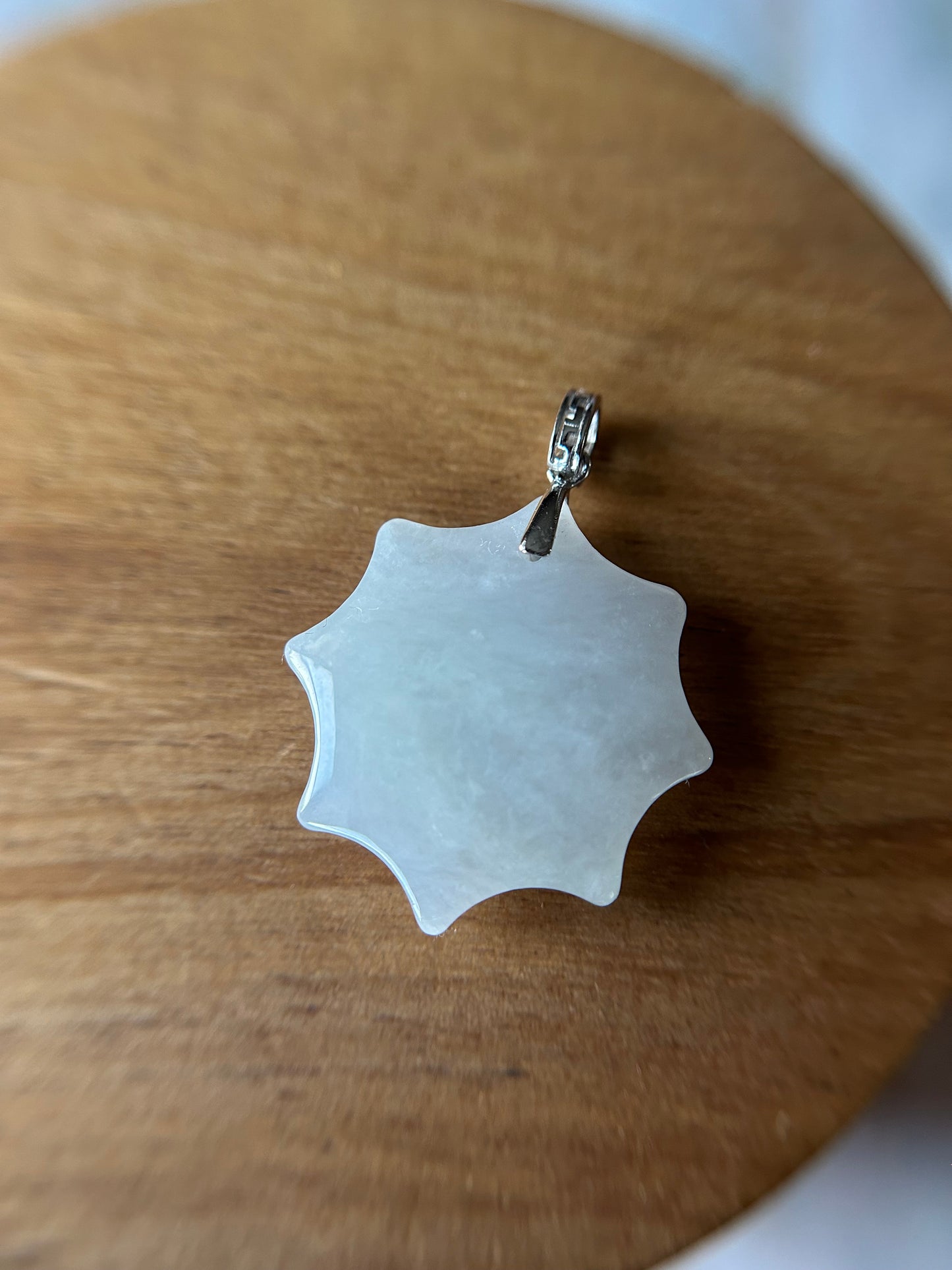 Grade A Natural  White Burma Jadeite Star pendant With Silver bail Pendant