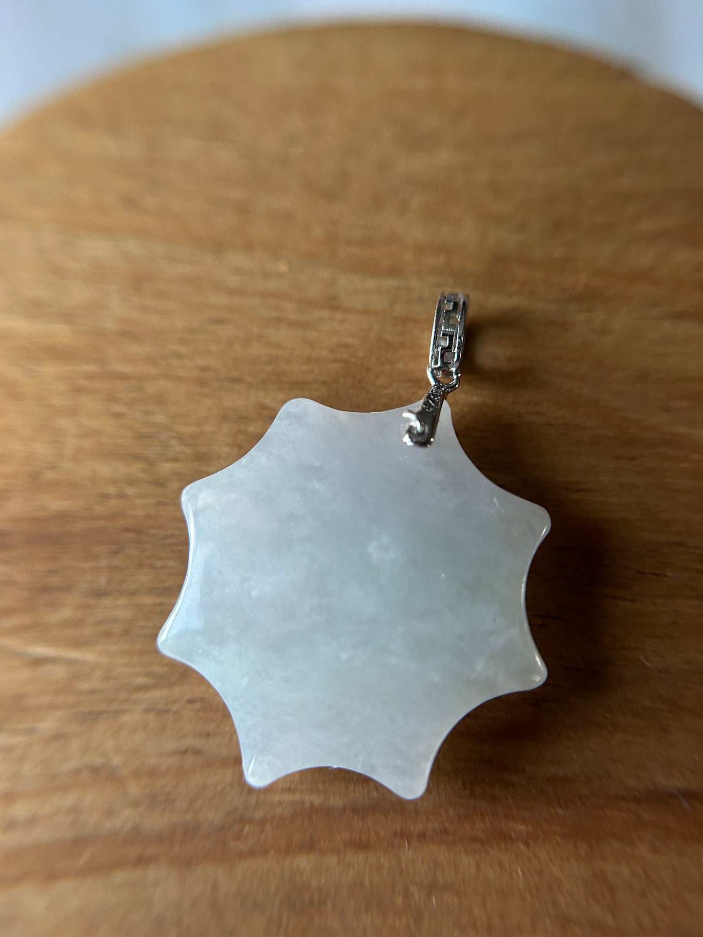 Grade A Natural  White Burma Jadeite Star pendant With Silver bail Pendant