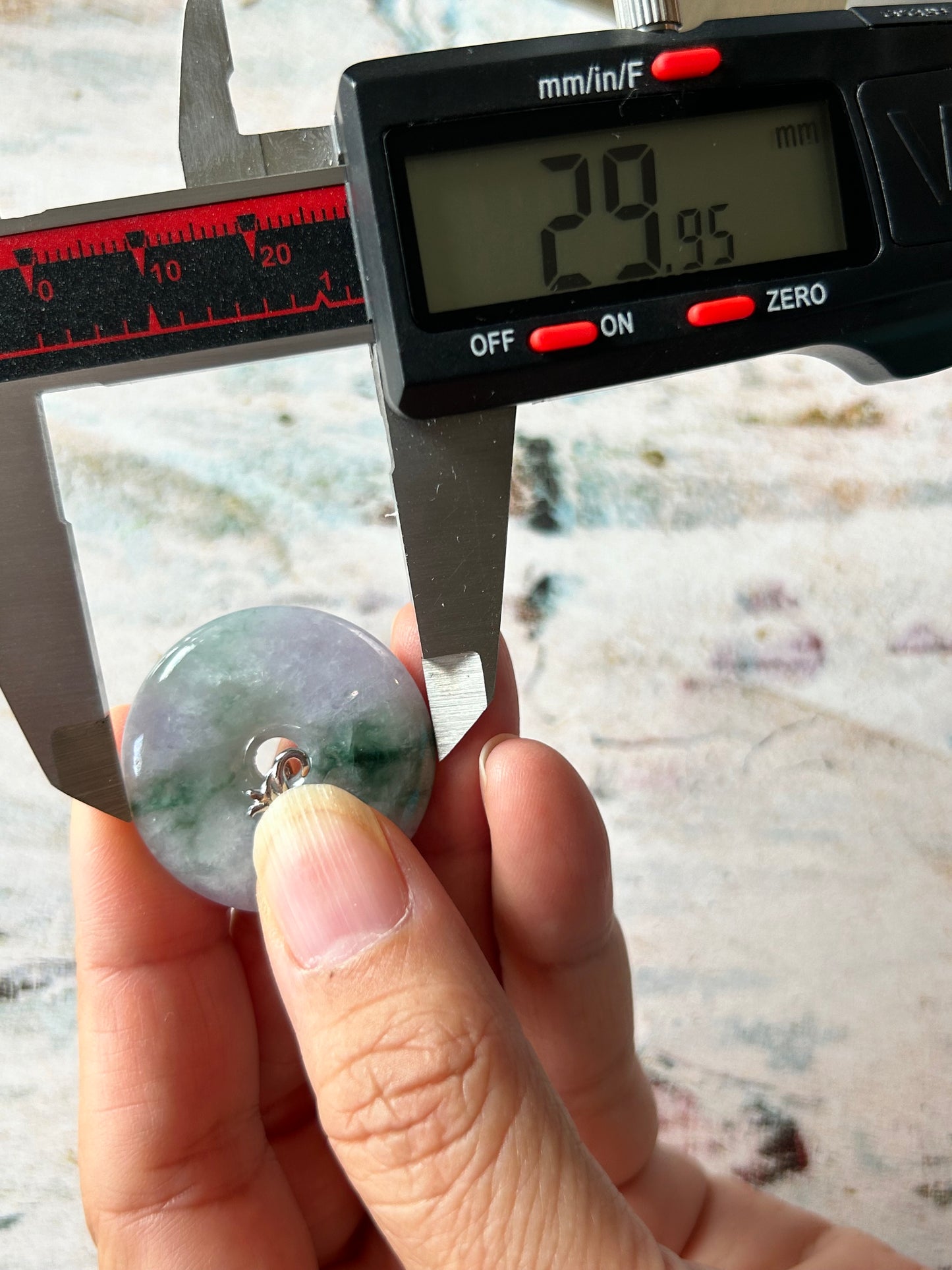 Grade A Natural lavender and green Jadeite Pi Disc ( peng on kou, donut) pendant with sterling silver  bail