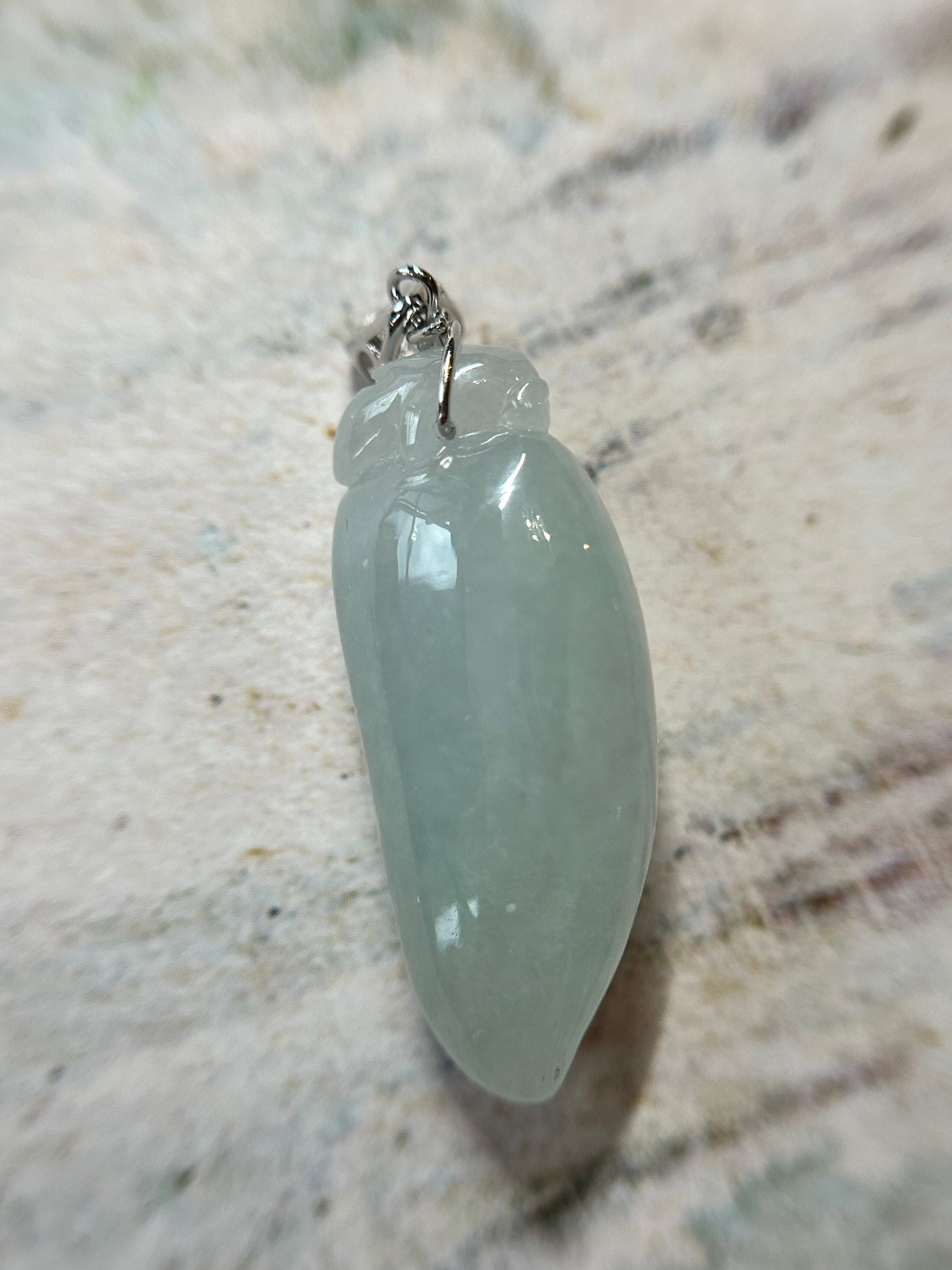 Grade A Natural sky blue  Burma jadeite Pepper with  Sterling Silver Bail pendant