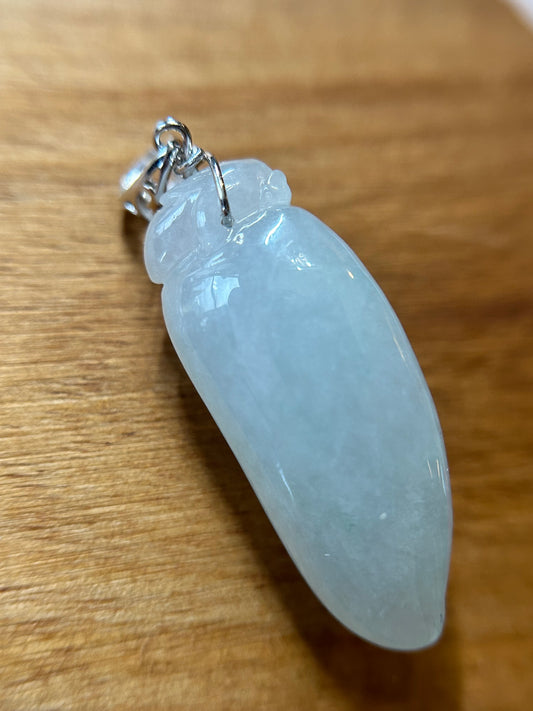 Grade A Natural sky blue  Burma jadeite Pepper with  Sterling Silver Bail pendant