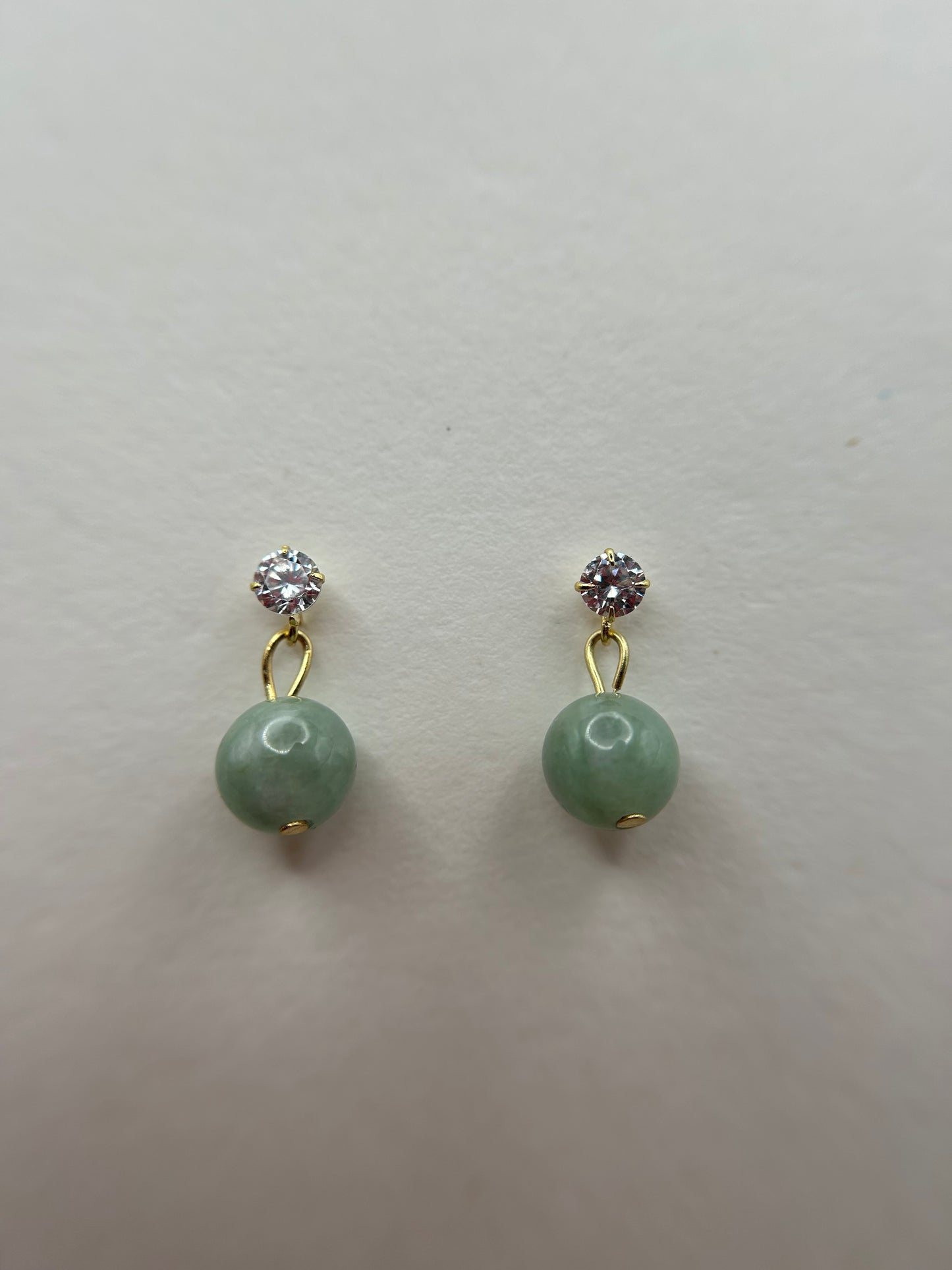 Natural Grade A Green Burmese Jadeite beads  Gold over 925 silver earring