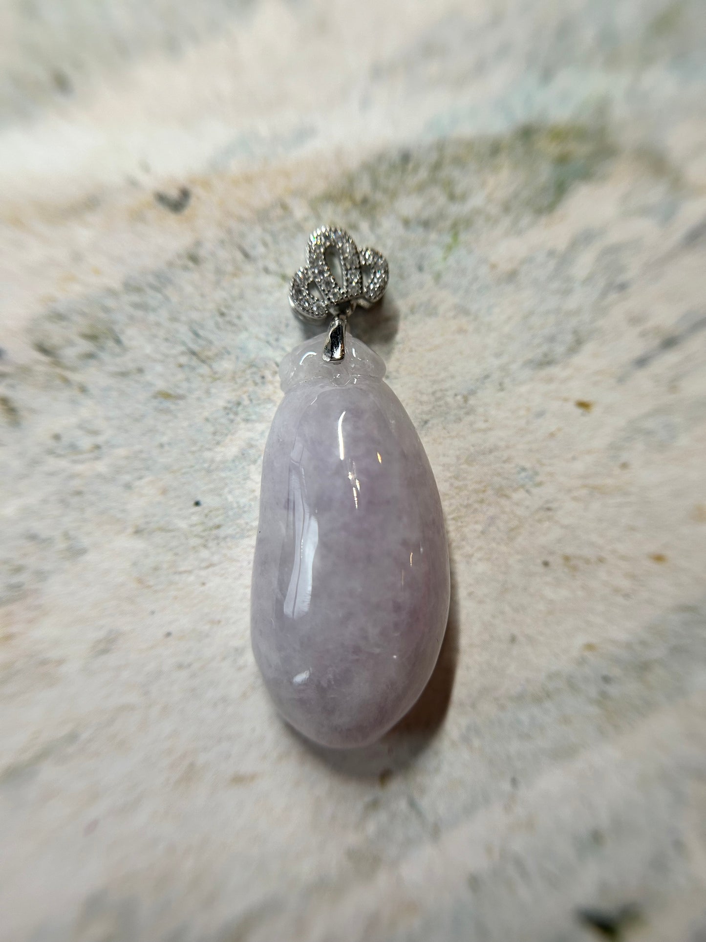 Grade A Natural Burma Icy pink Jadeite squash with Sterling Silver Bail Pendant