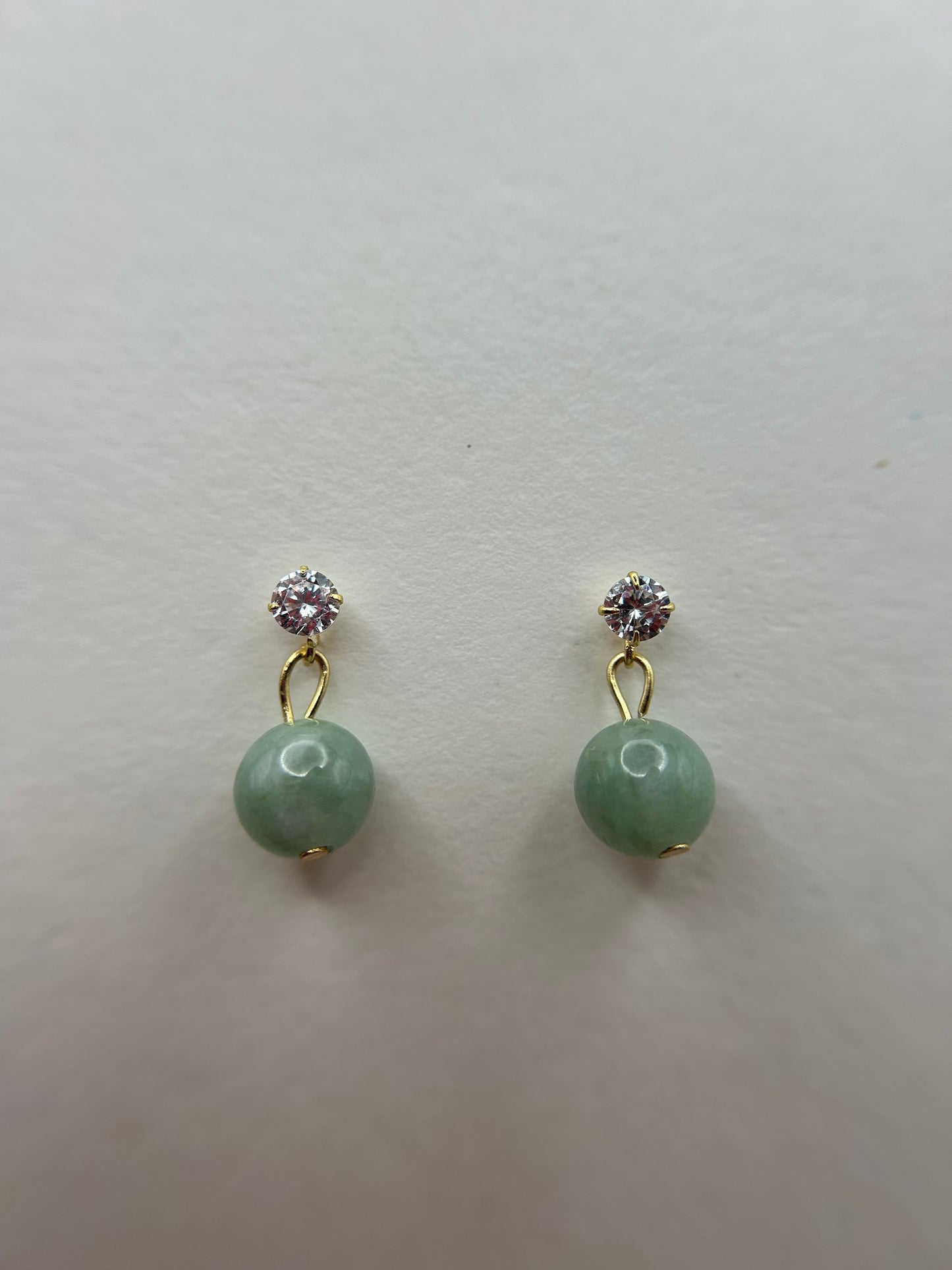 Natural Grade A Green Burmese Jadeite beads  Gold over 925 silver earring