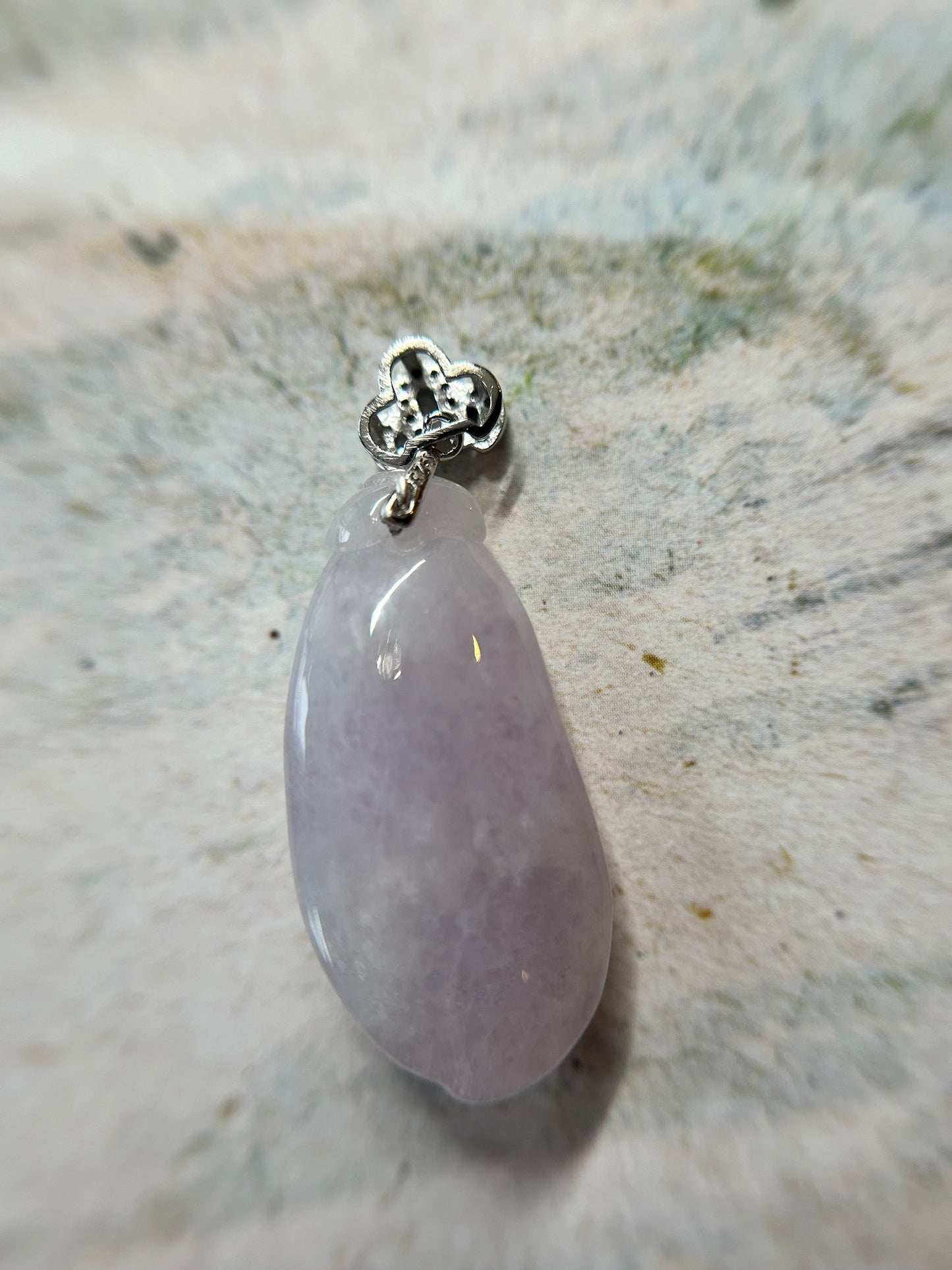 Grade A Natural Burma Icy pink Jadeite squash with Sterling Silver Bail Pendant