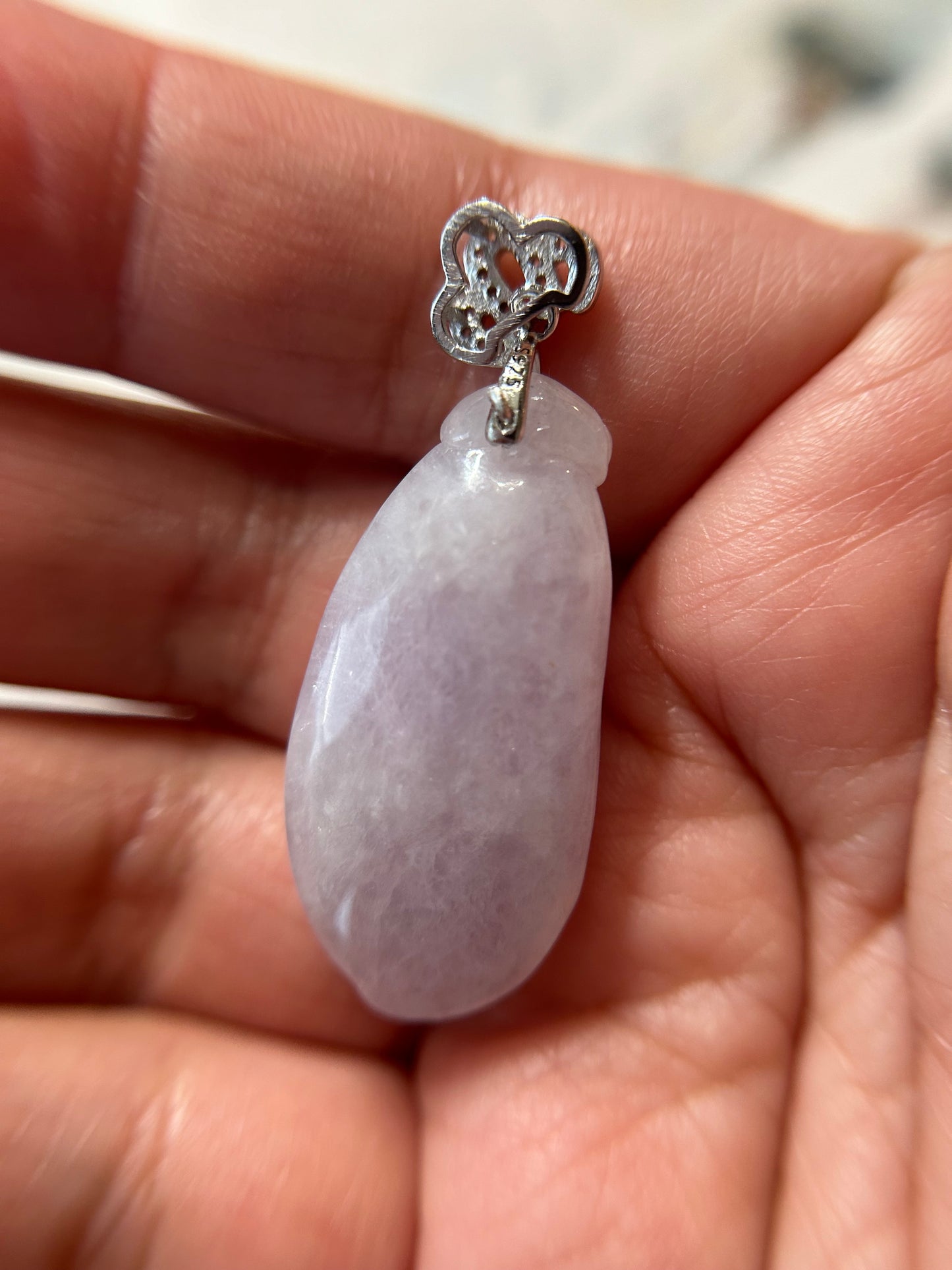 Grade A Natural Burma Icy pink Jadeite squash with Sterling Silver Bail Pendant