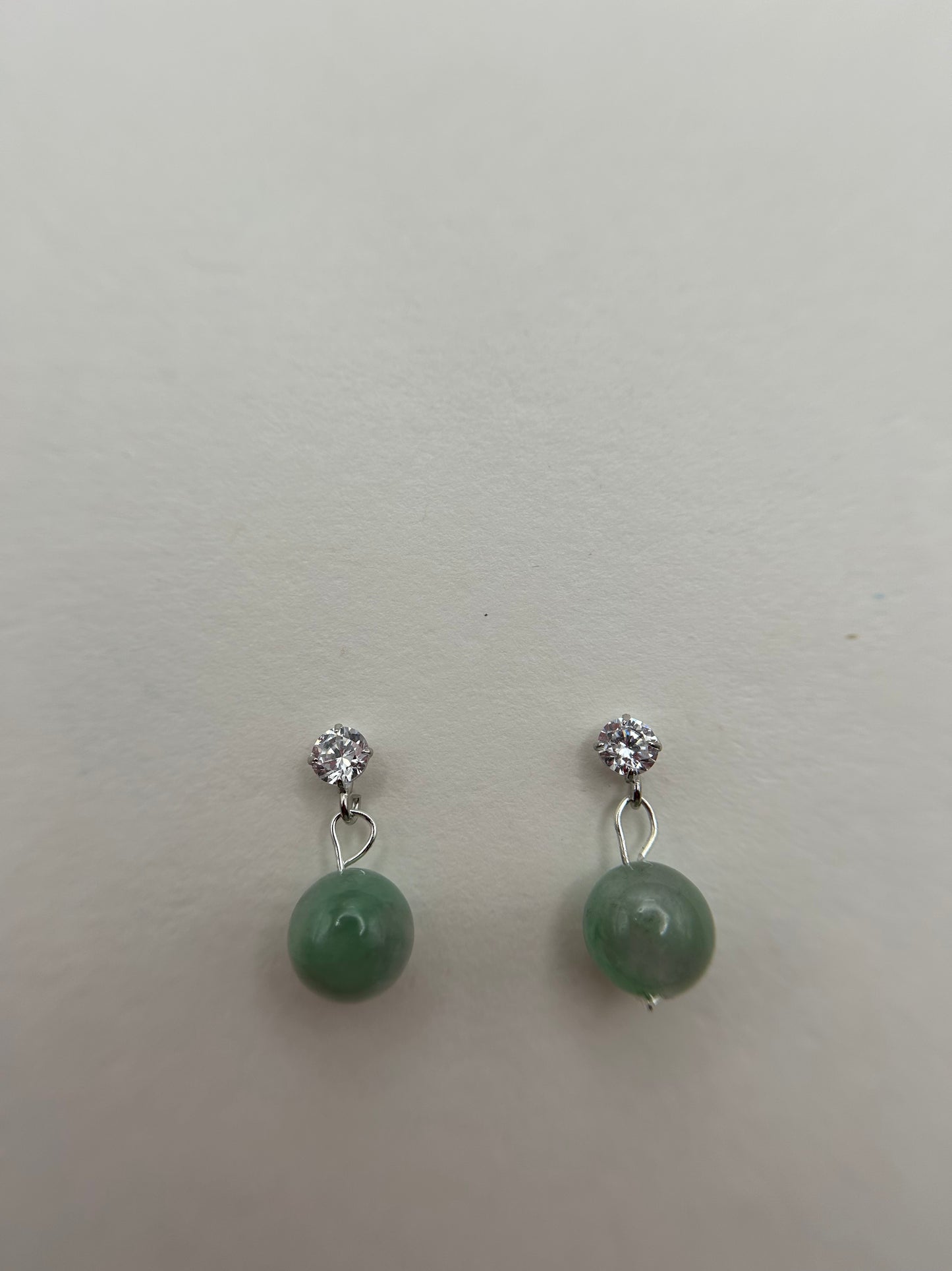 Natural Grade A Green Burmese Jadeite beads  Gold over 925 silver earring