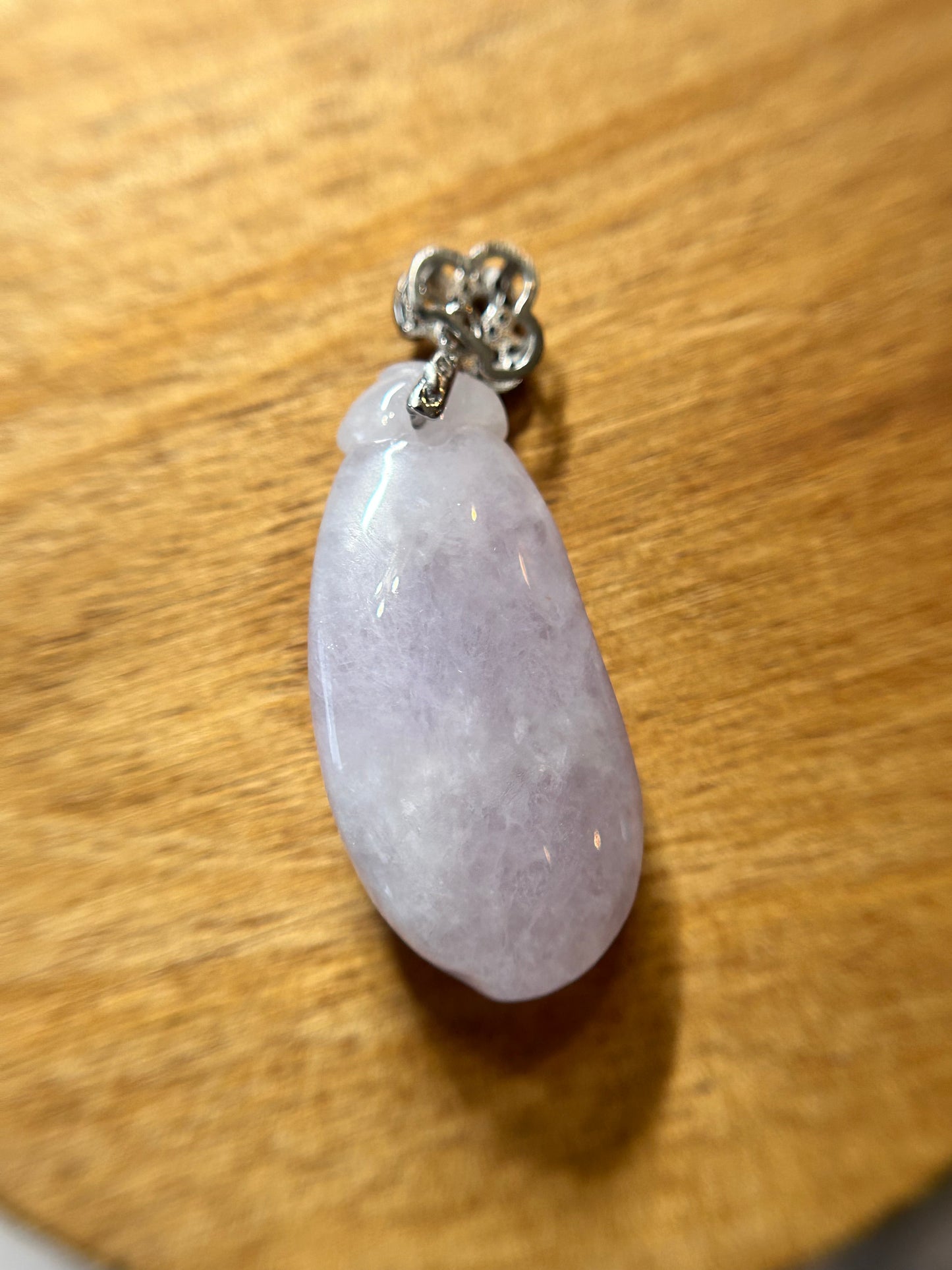 Grade A Natural Burma Icy pink Jadeite squash with Sterling Silver Bail Pendant