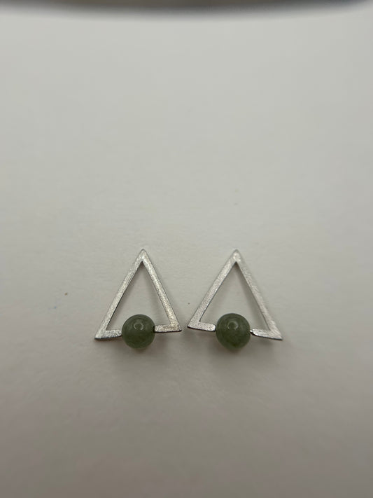 Natural Grade A Green Burmese Jadeite beads  925 silver earring
