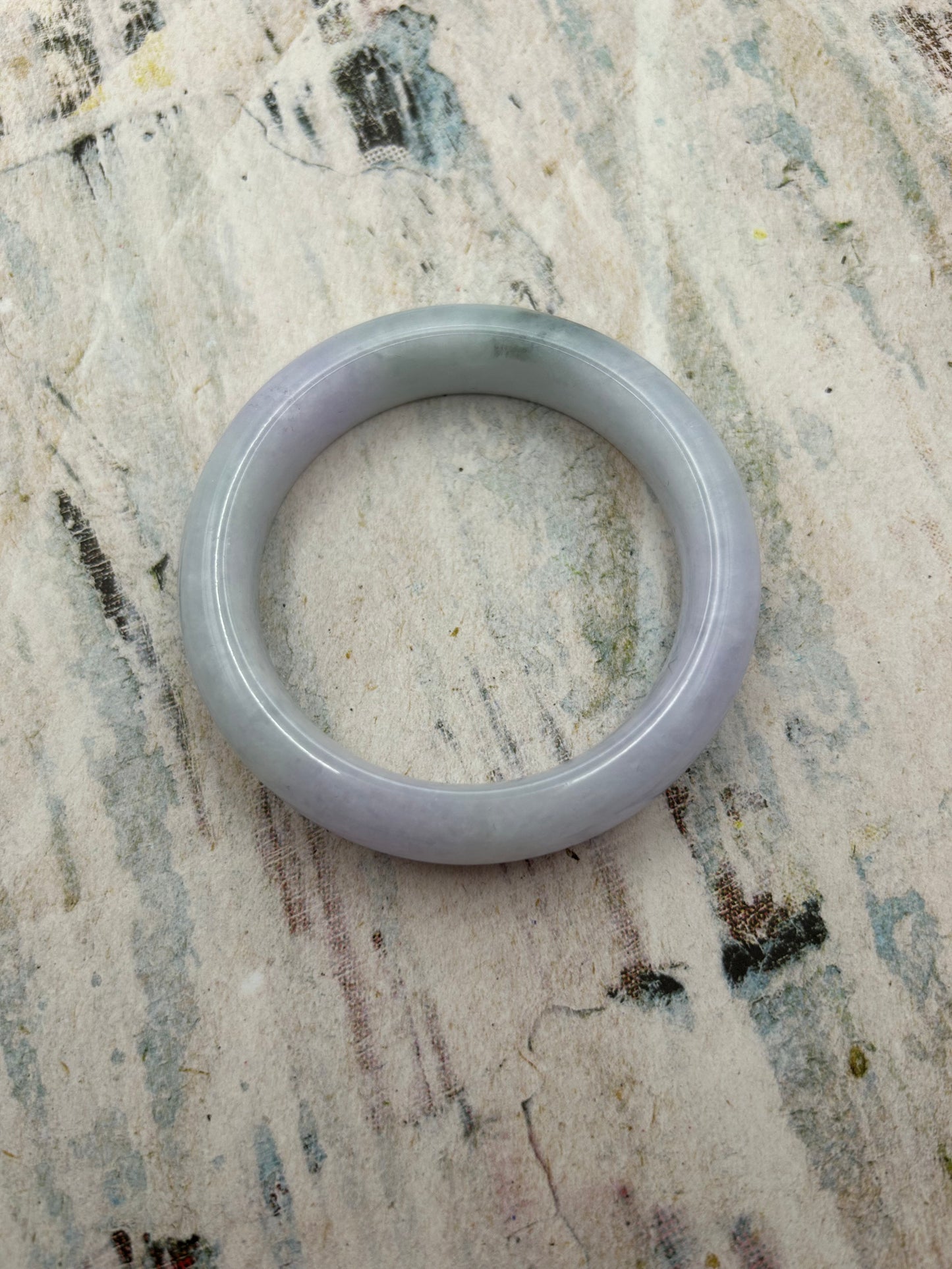 Grade A Natural Lavender, Green and yellow Burma Jadeite Bangle