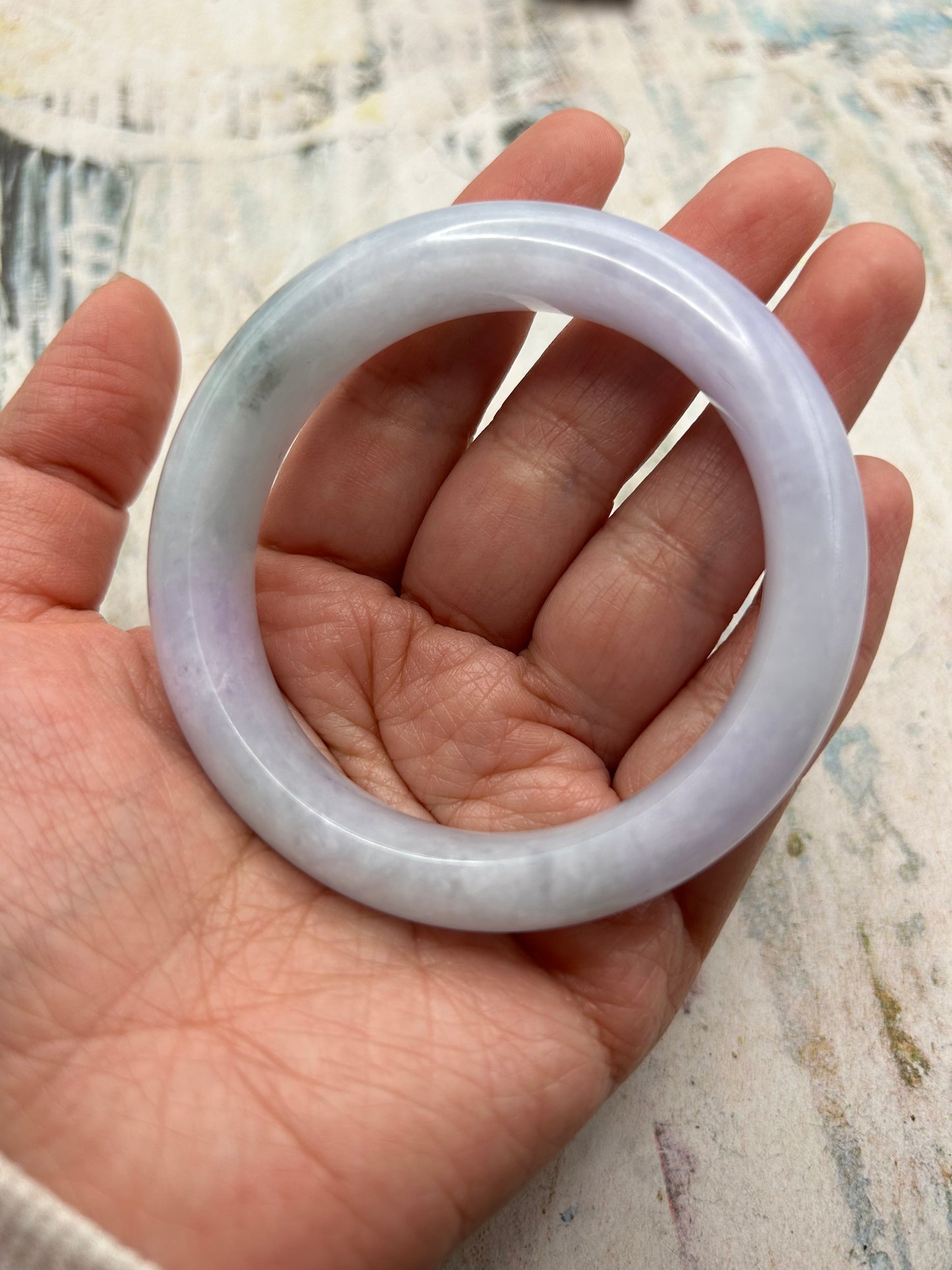 Grade A Natural Lavender, Green and yellow Burma Jadeite Bangle