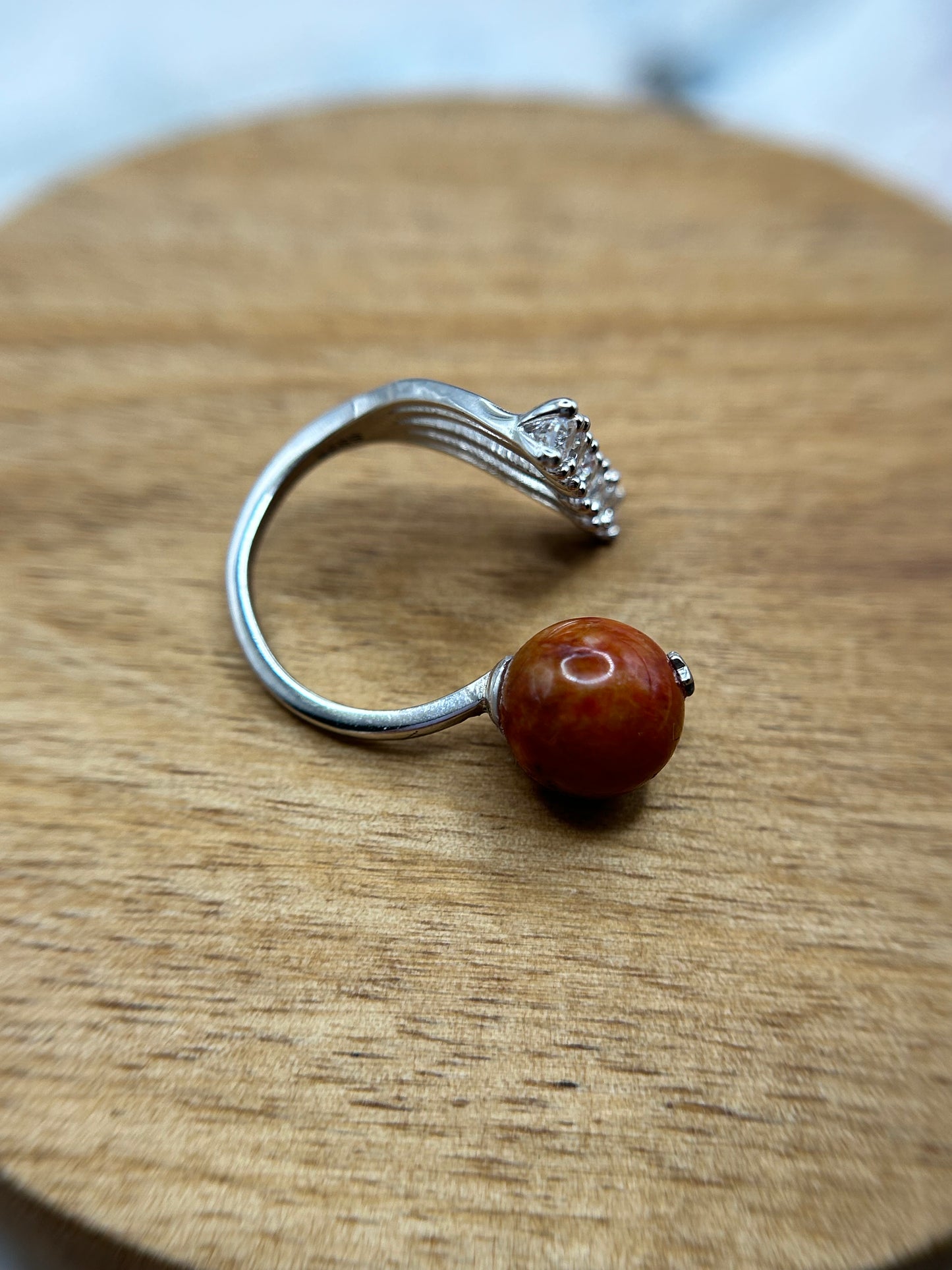 Natural grade A Burmese  Red Jadeite Sterling Silver Ring