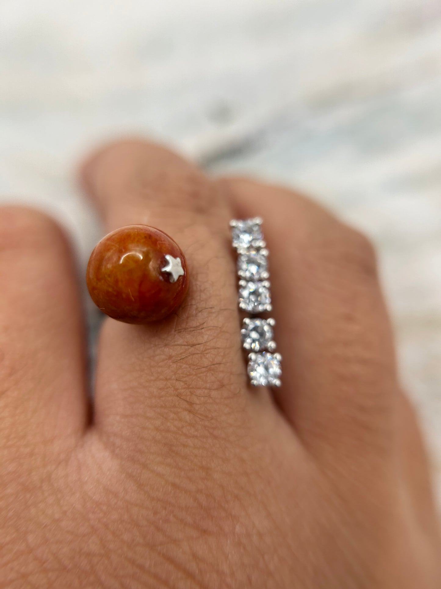 Natural grade A Burmese  Red Jadeite Sterling Silver Ring