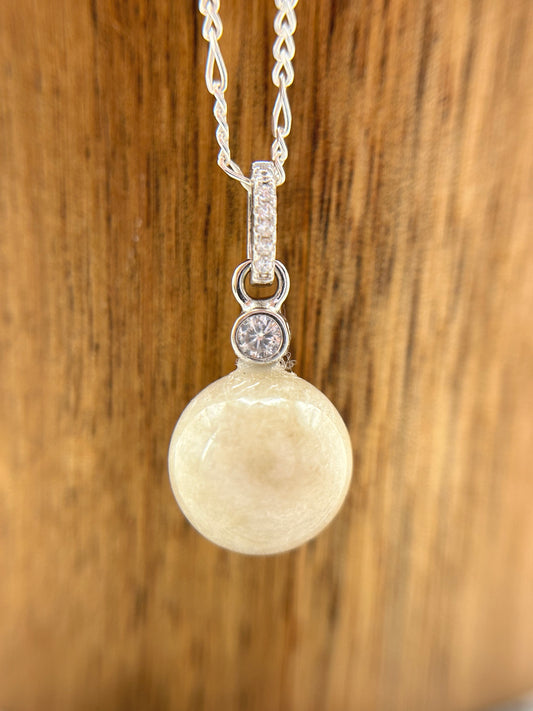 Grade A Natural Burma Beige Jadeite with Sterling Silver bail Silver  necklace