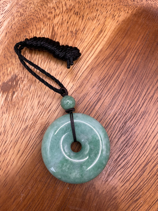 Grade A Natural Big Green Jadeite Pi Disc necklace