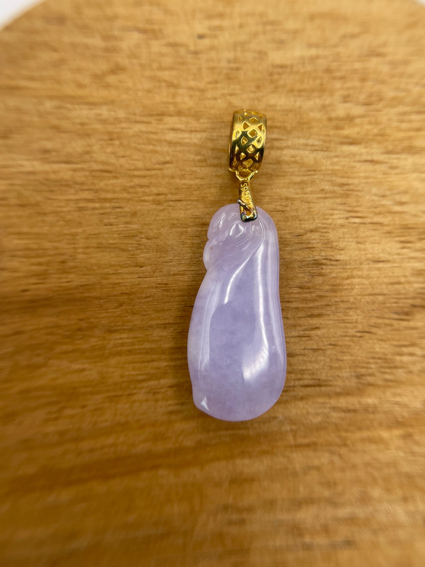 Grade A Natural Burma Icy  Lavender Jadeite squash pendant with silver bail pendant