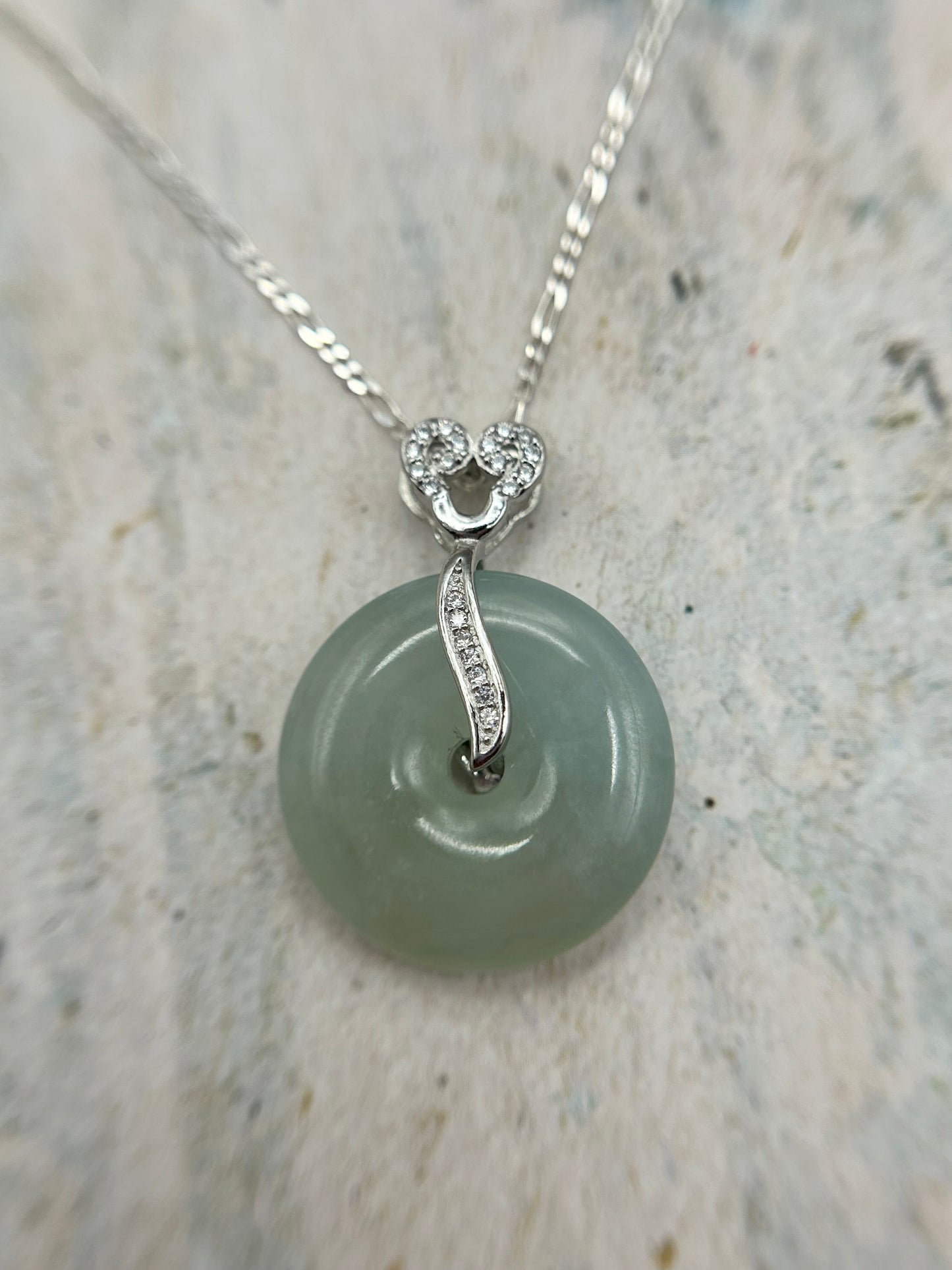 Grade A Natural icy green Jadeite Pi Disc pendant adjustable necklace