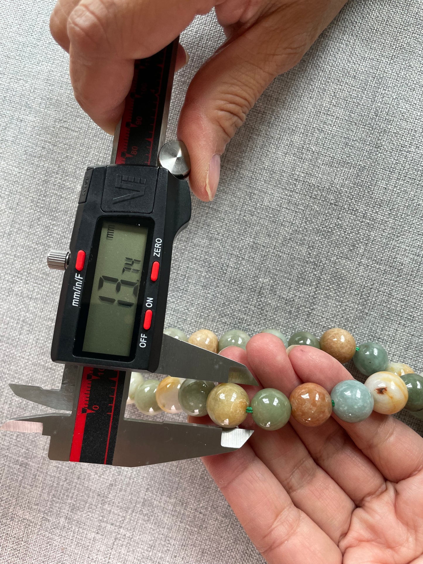 Grade A Natural Multi Color Burmese Jadeite beads necklace with  sterling silver closure