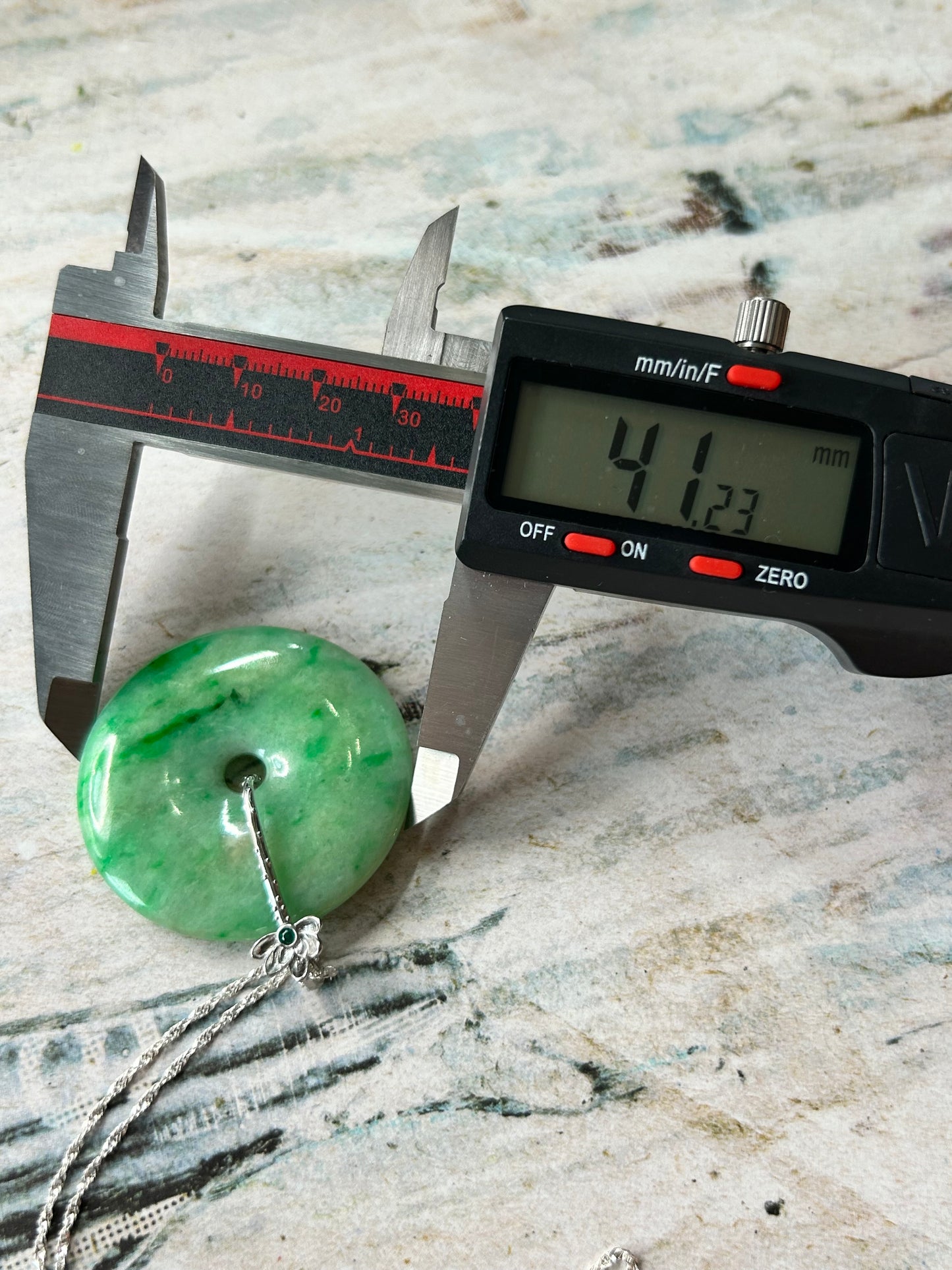 Grade A Natural  green Jadeite Pi Disc pendant silver necklace