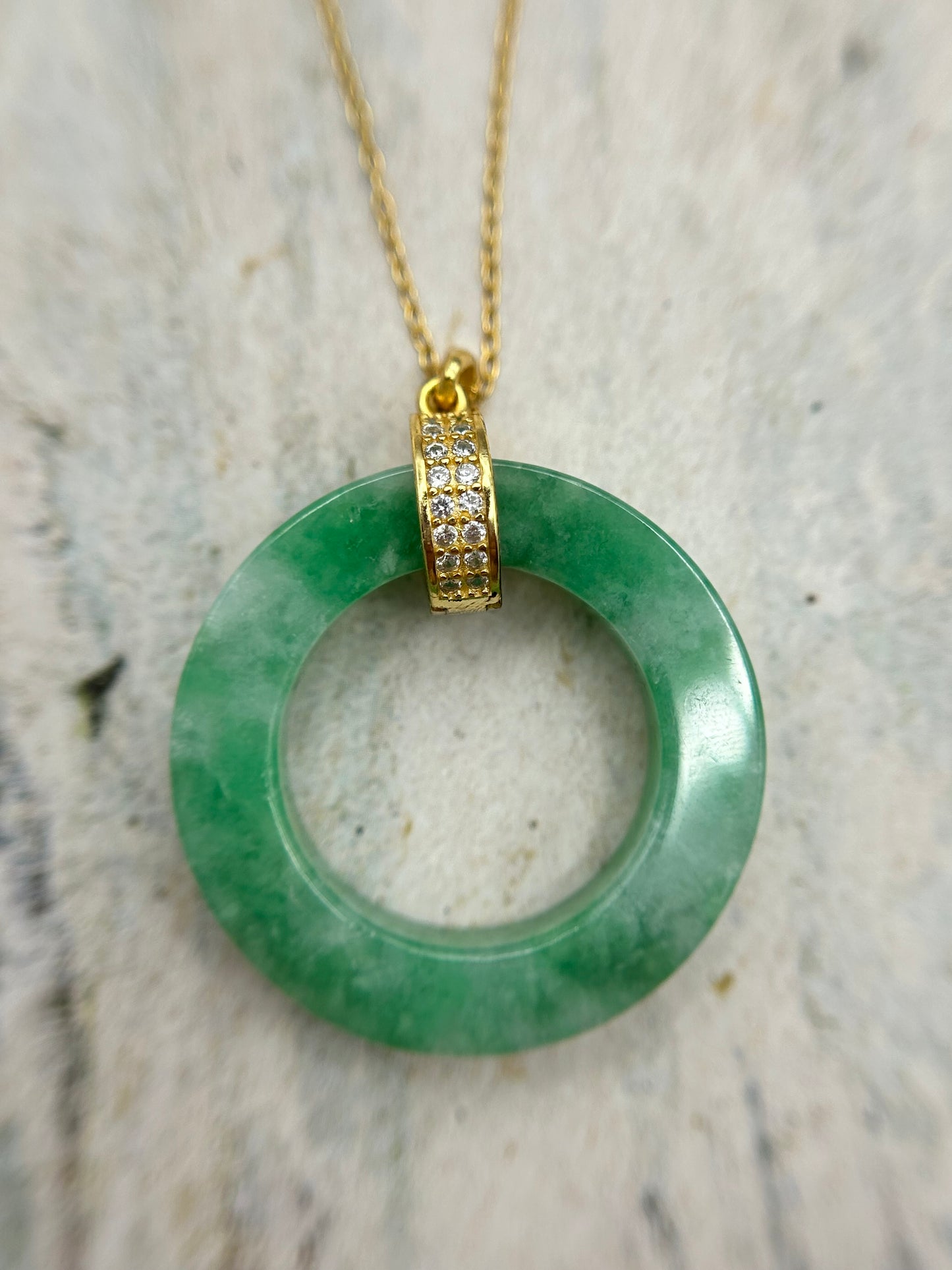 Grade A Natural Green Burma (Myanmar) Jadeite Full green circle Pendant