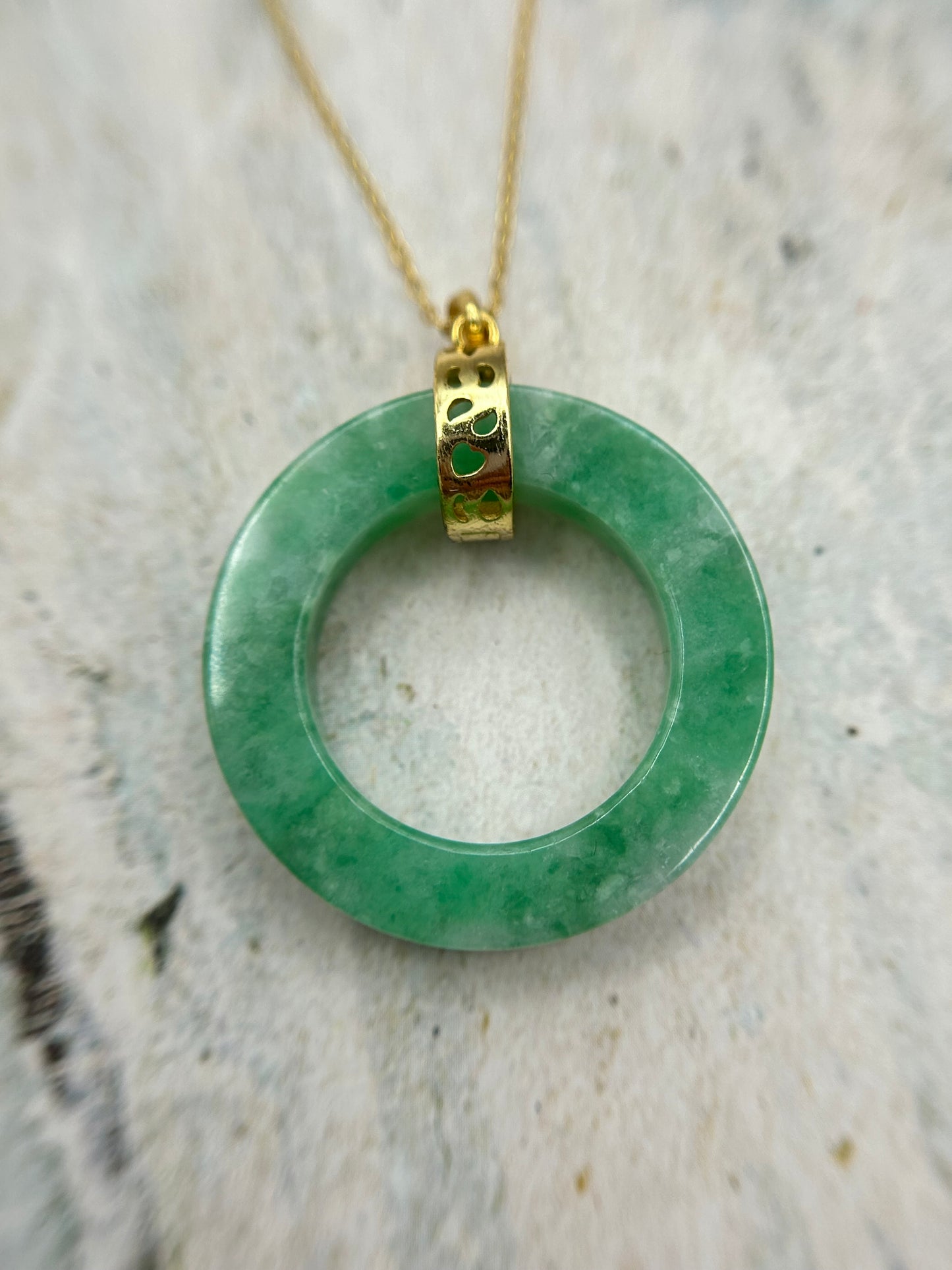 Grade A Natural Green Burma (Myanmar) Jadeite Full green circle Pendant