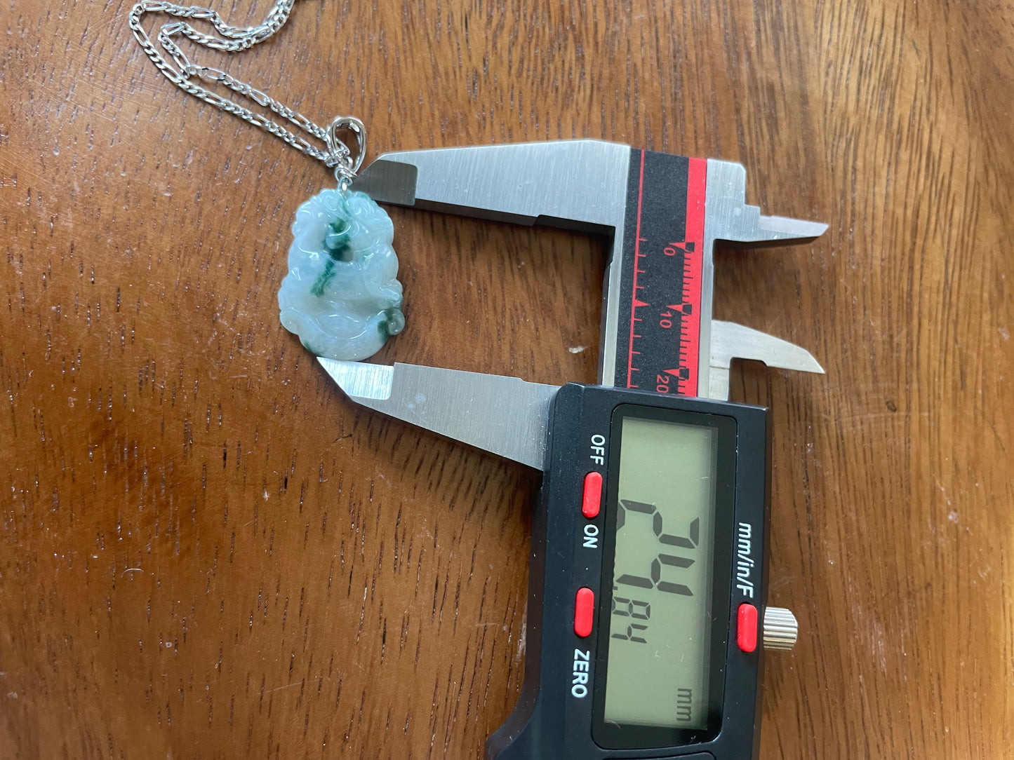 Grade A Burma jadeite Zodiac (Tiger) pendant with silver necklace