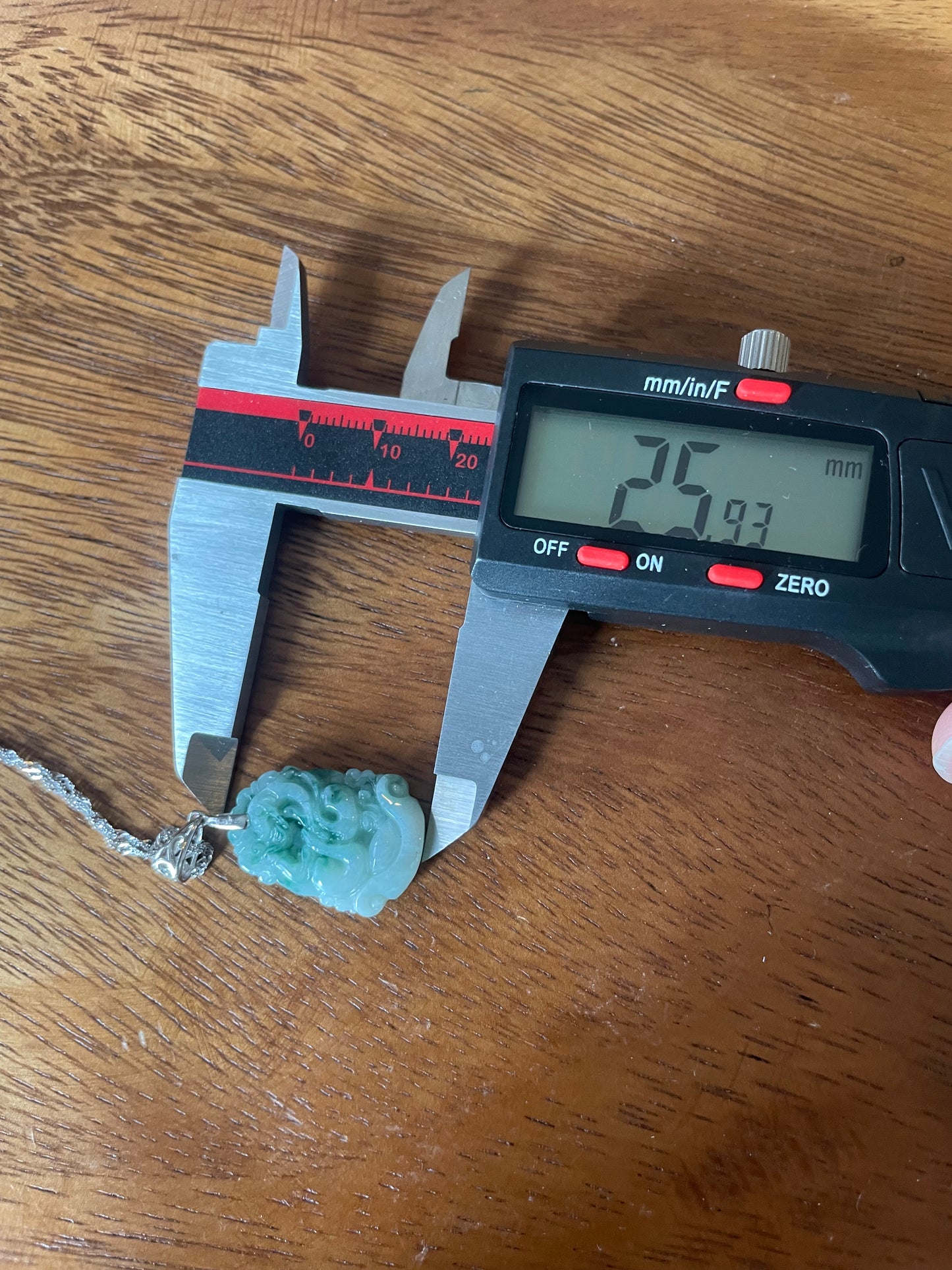 Grade A Burma jadeite Zodiac (Snake) pendant with silver necklace