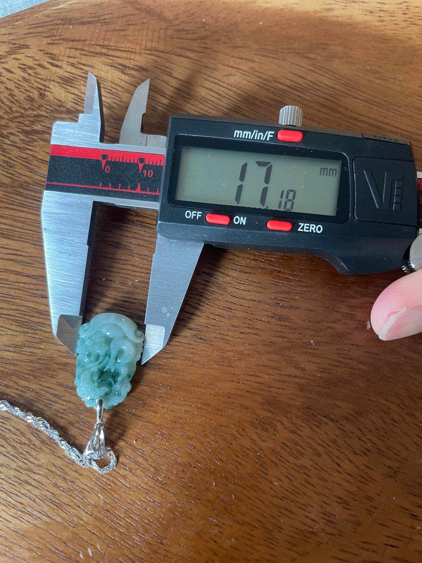 Grade A Burma jadeite Zodiac (Snake) pendant with silver necklace