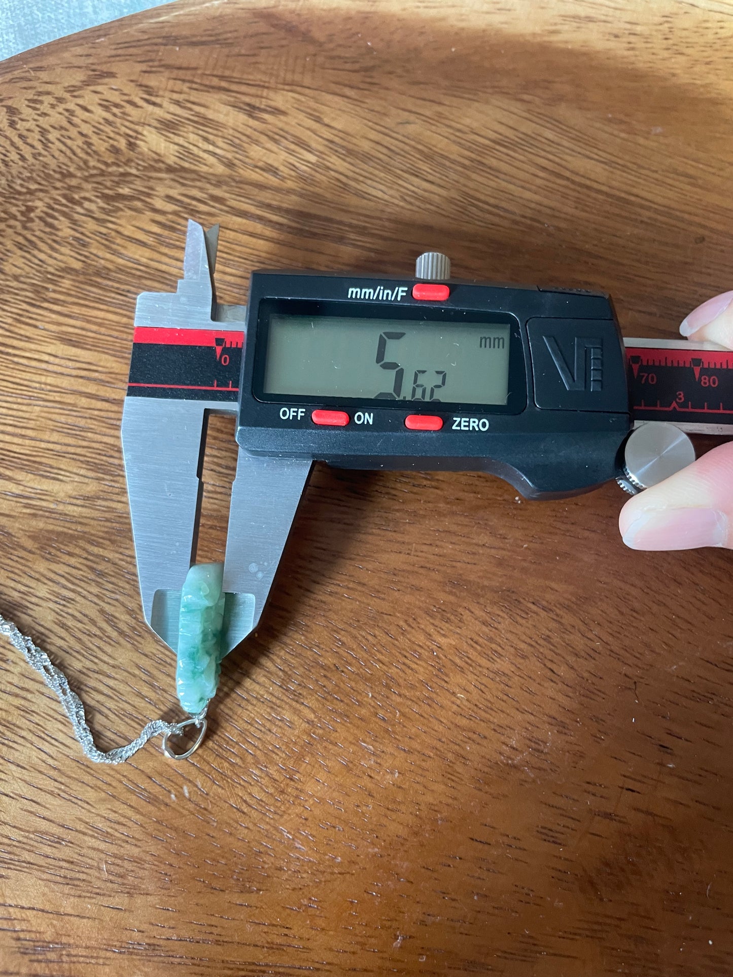 Grade A Burma jadeite Zodiac (Snake) pendant with silver necklace