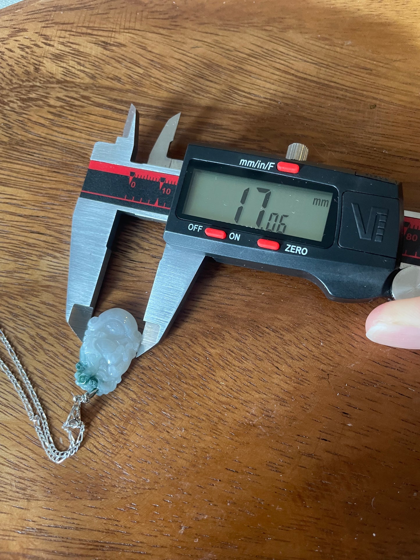 Grade A Burma jadeite Zodiac (Horse) pendant with silver necklace