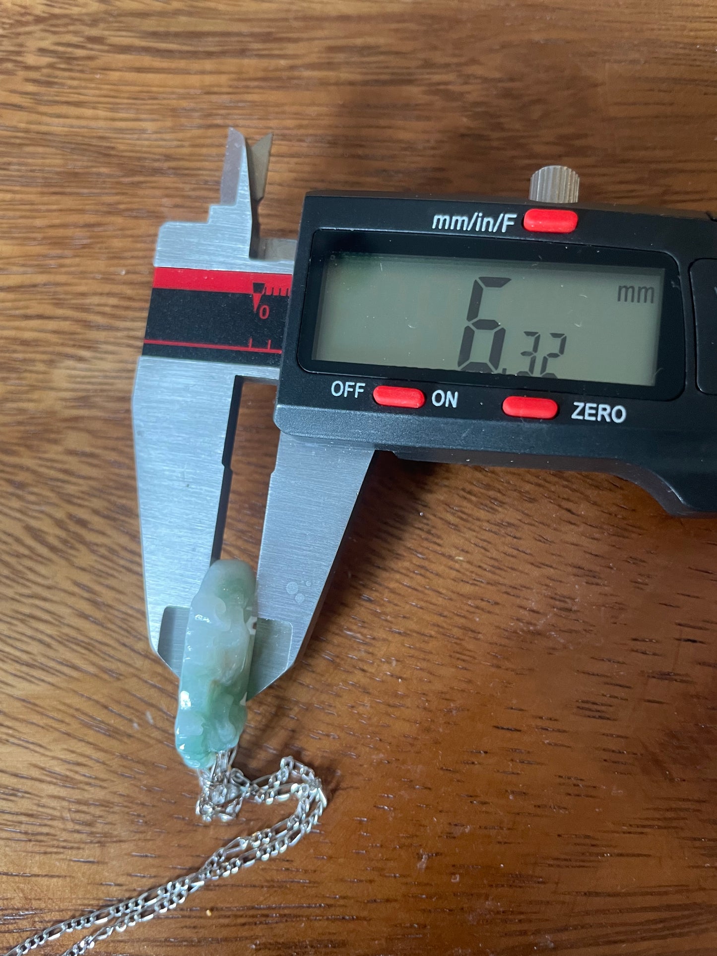 Grade A Burma jadeite Zodiac (Goat) pendant with silver necklace