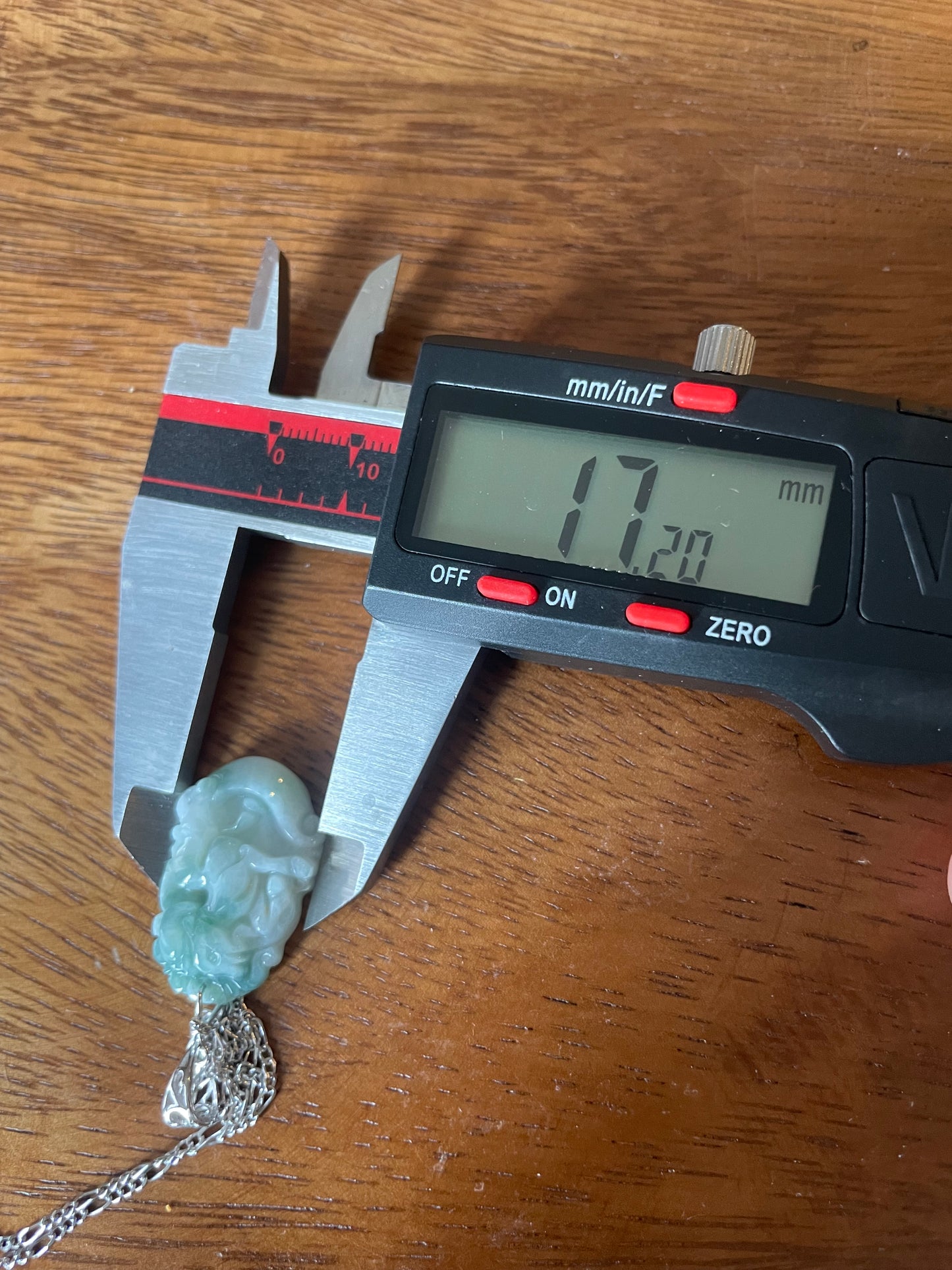 Grade A Burma jadeite Zodiac (Goat) pendant with silver necklace