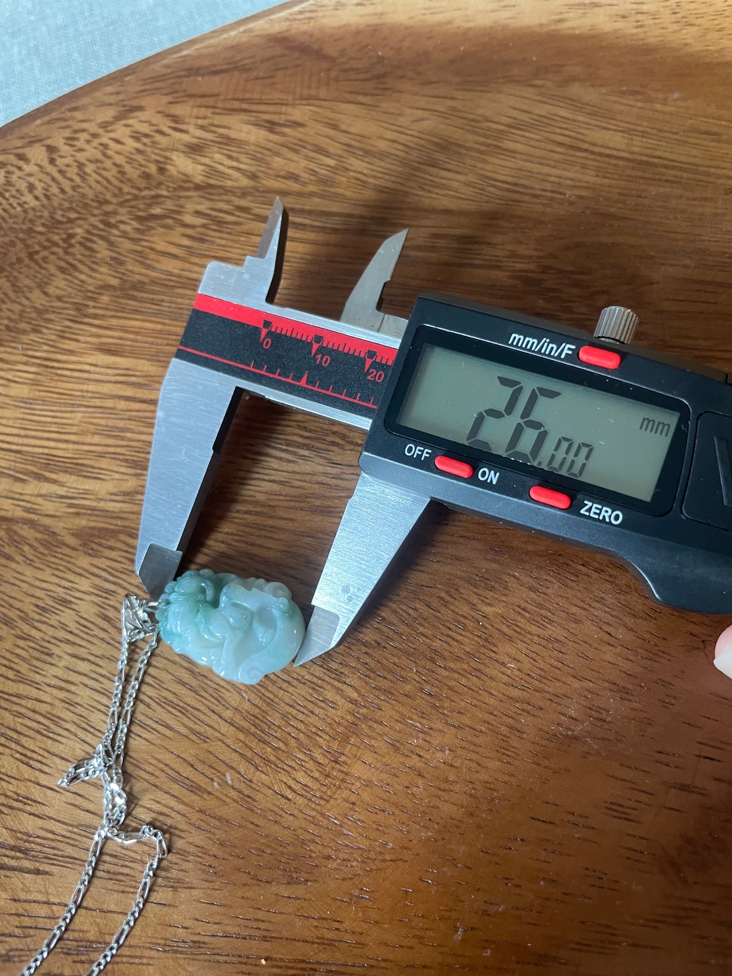 Grade A Burma jadeite Zodiac (Goat) pendant with silver necklace