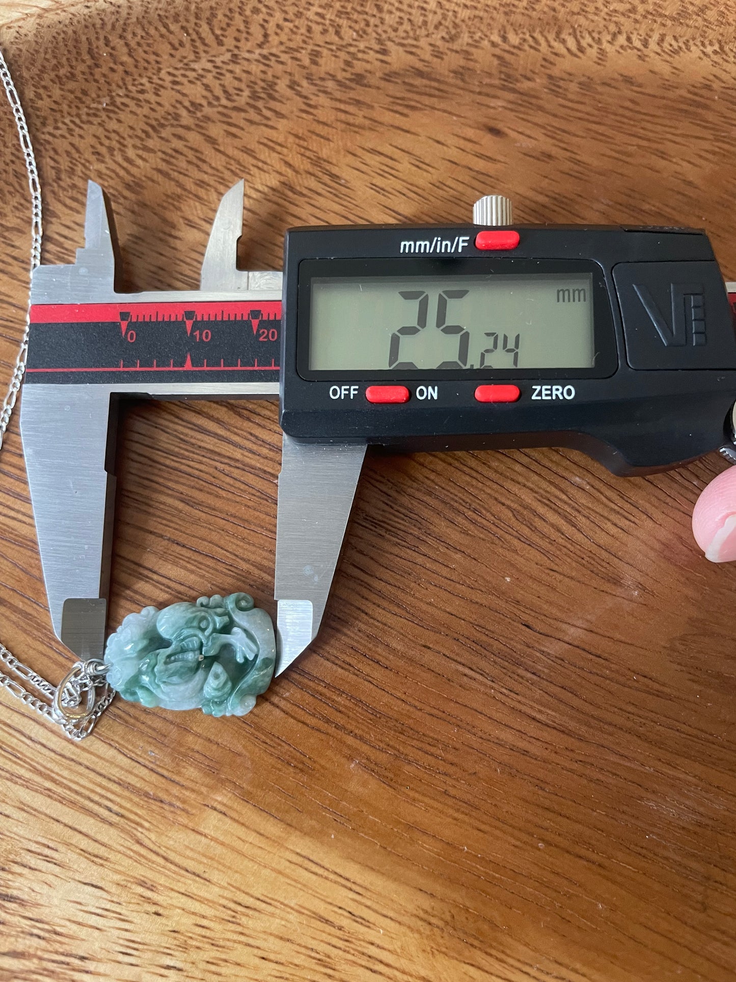 Grade A Burma jadeite Zodiac (Rooster) pendant with silver necklace