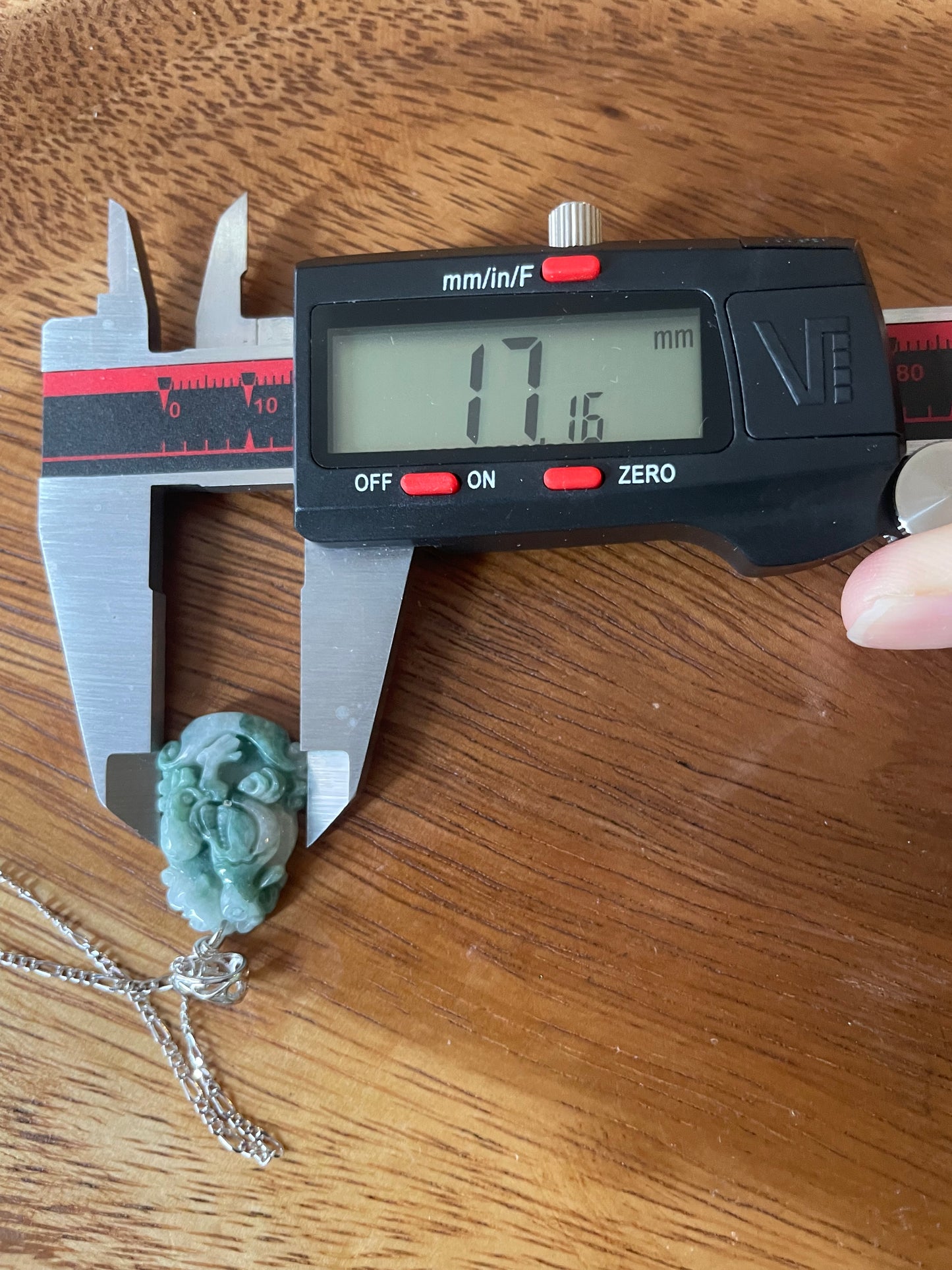 Grade A Burma jadeite Zodiac (Rooster) pendant with silver necklace