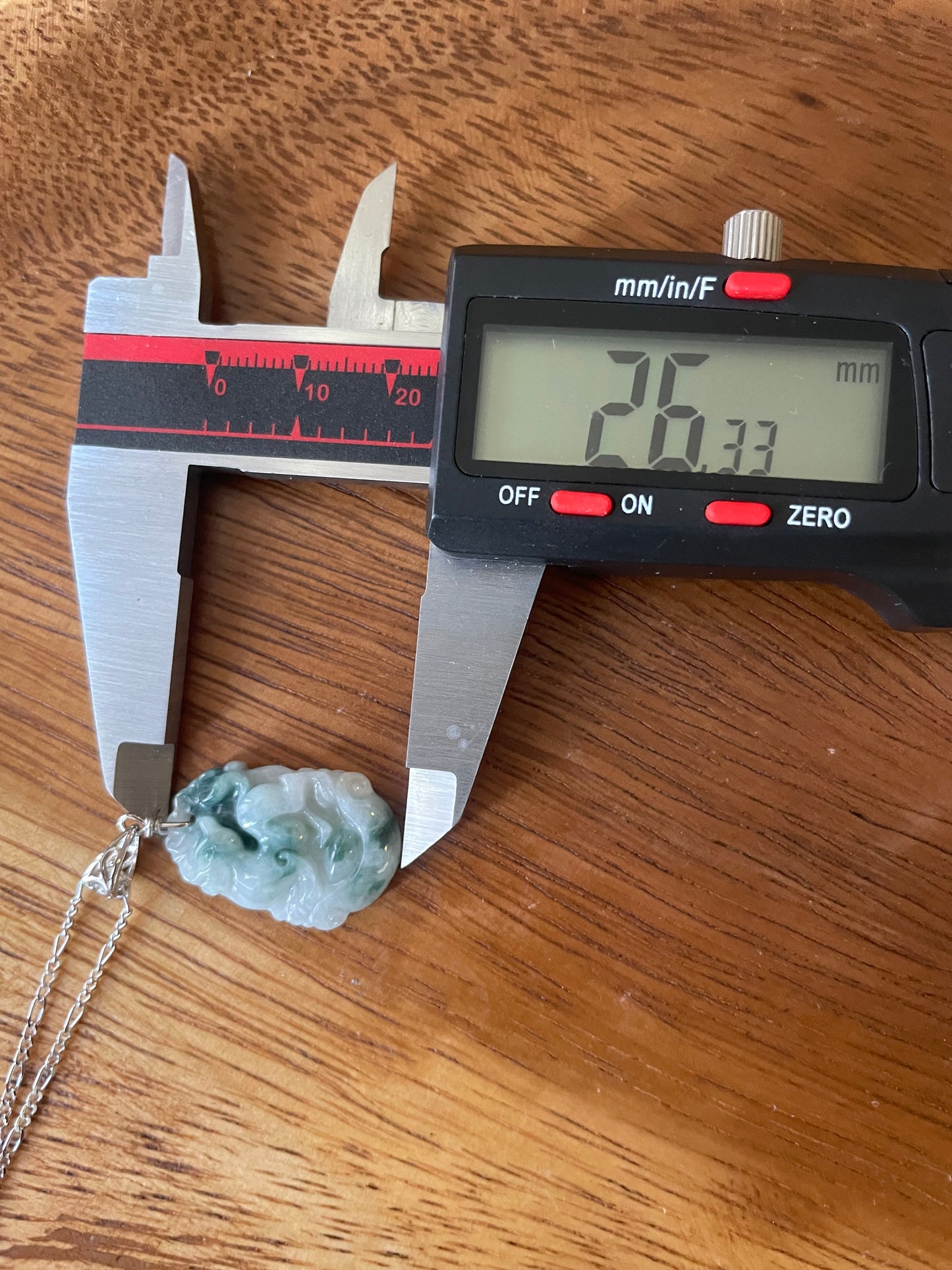 Grade A Burma jadeite Zodiac (Dog) pendant with silver necklace